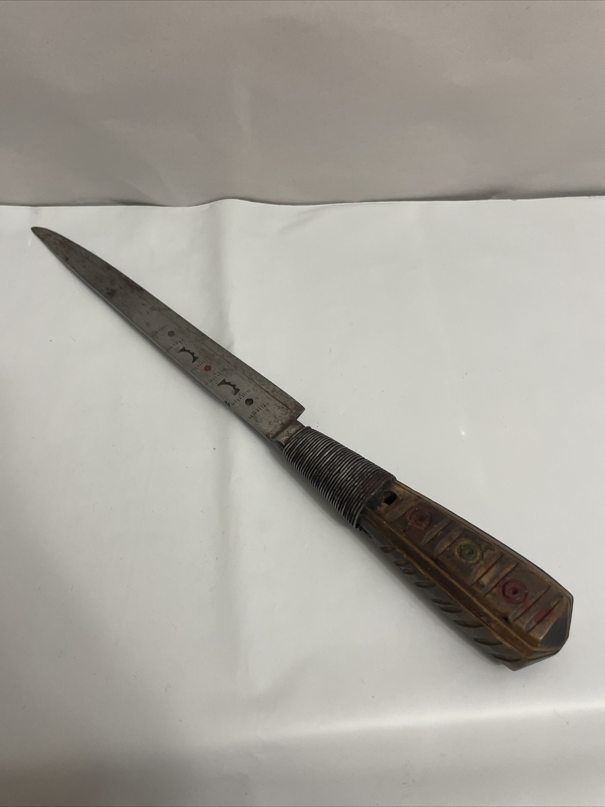 Vintage Traditional Old Ornate Knife Bou Saidi Algerian Maghrib Africa w Sheath
