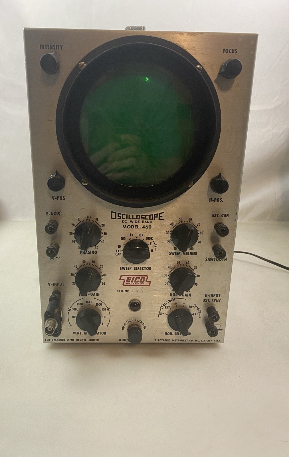 EICO 460 DC Wide Band Oscilloscope Tested Powers On CRT Trace Manual