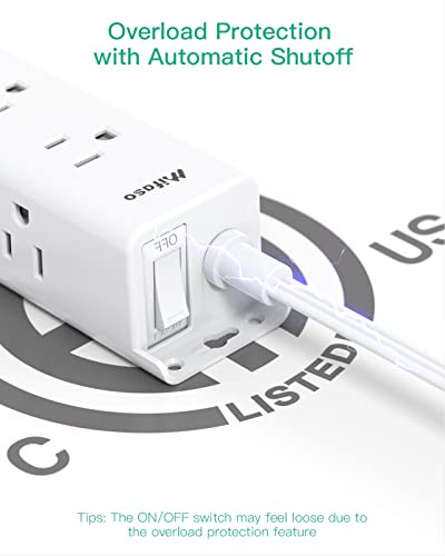 Surge Protector Power Strip - 9 Widely Spaced Multi Outlets, Wall Mount, 3