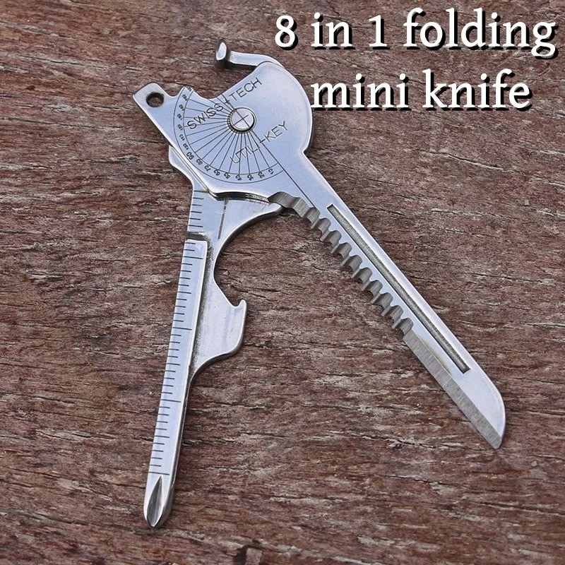 8-in-1 Multi-Tool Keychain for Camping & Survival | Folding Screwdriver