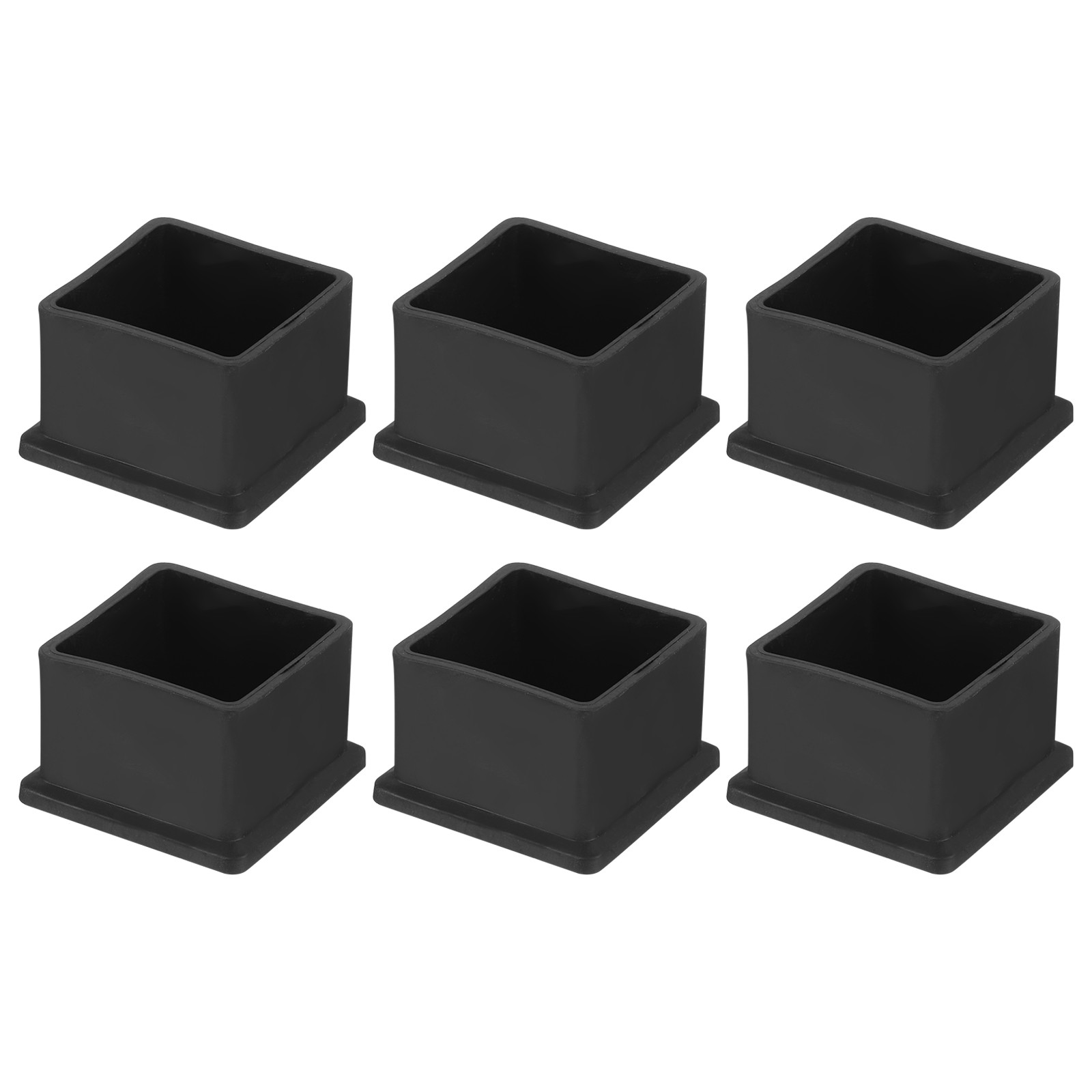 6Pcs PVC Square Chair Leg Caps, 35mm x 35mm OD Black Furniture Feet Pads