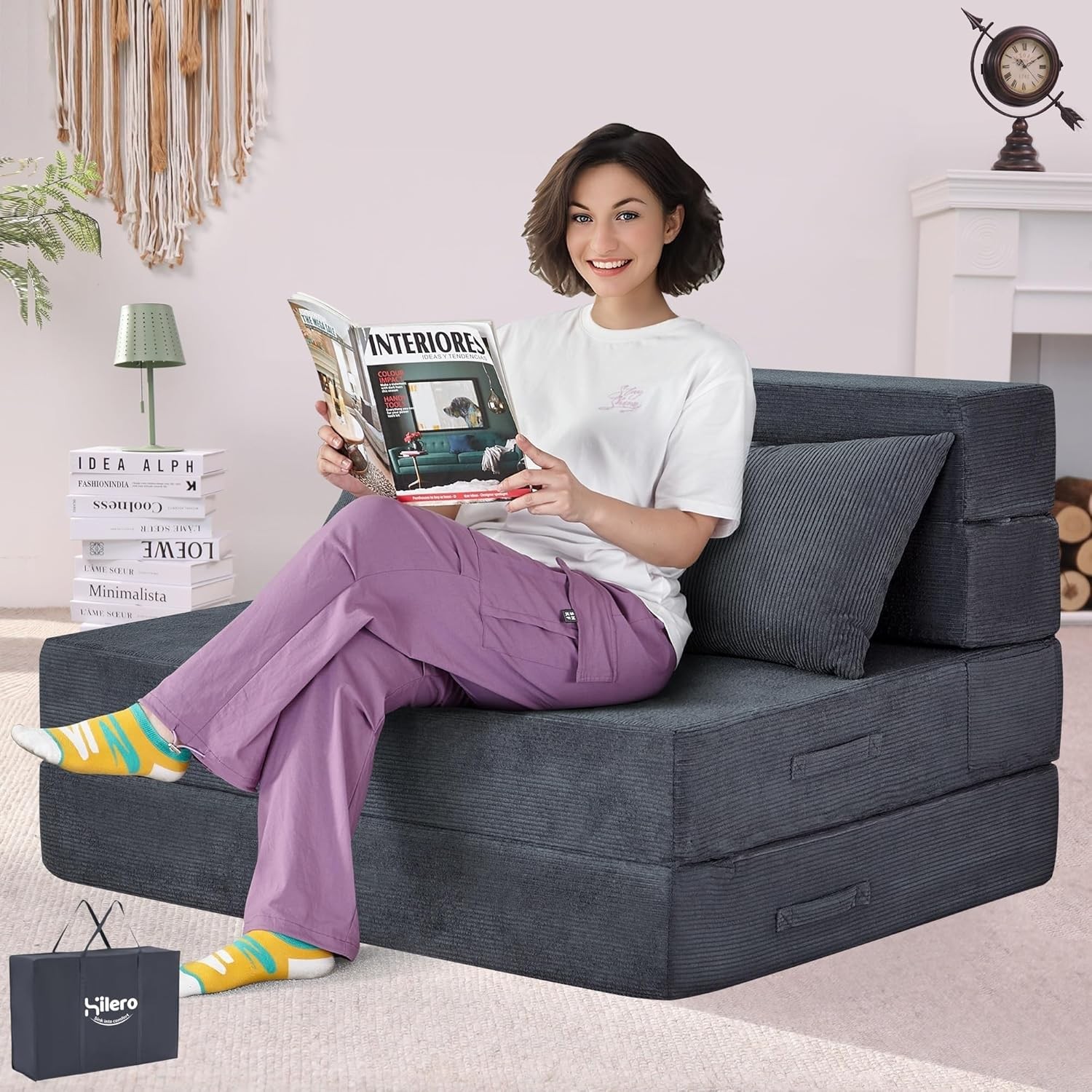 Folding Sofa Bed 4 in 1 Convertible Sleeper Chair with Pillow Twin Memory Foam