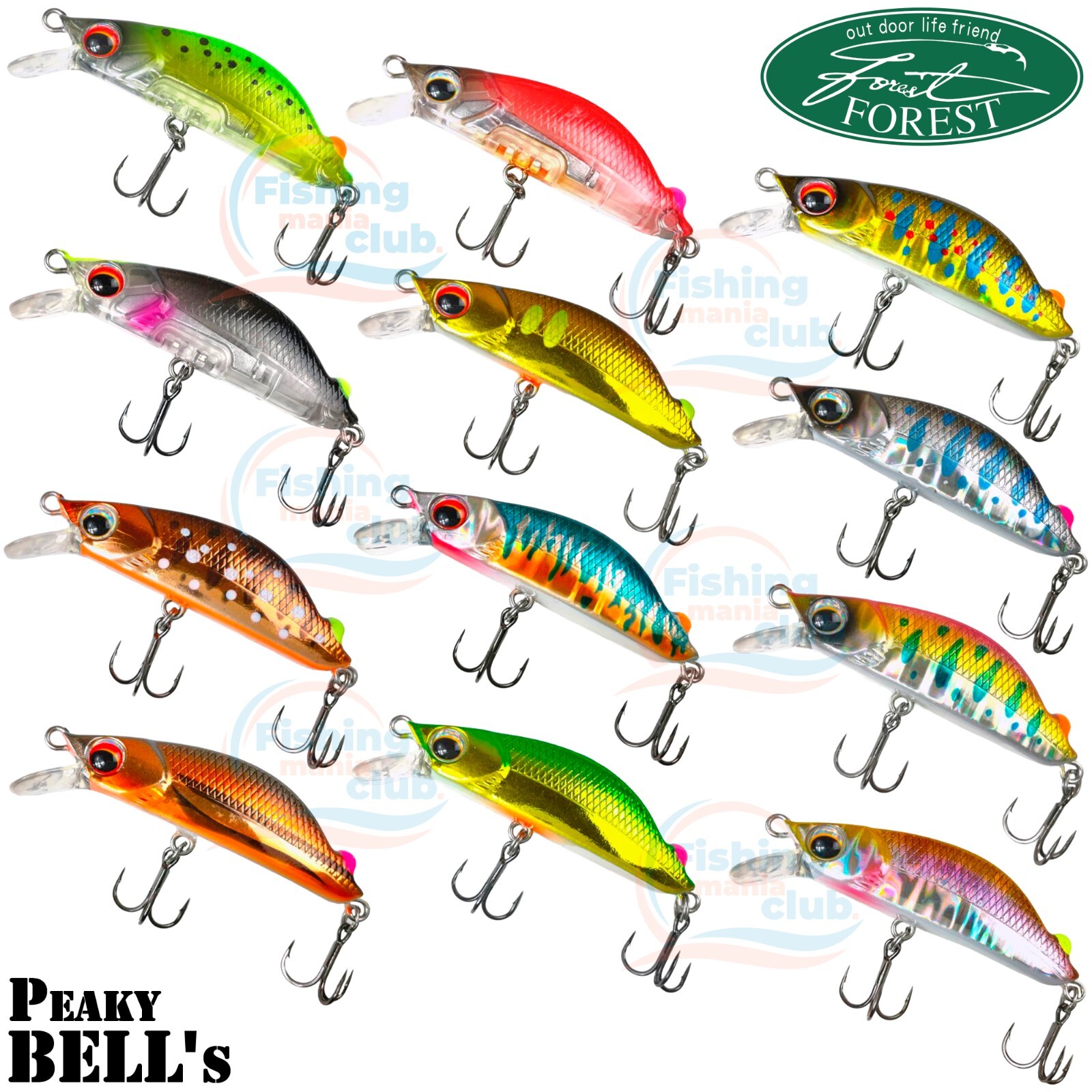 Forest PEAKY BELL's 5 g 45 mm, Assorted Colors Native trout sinking minnow