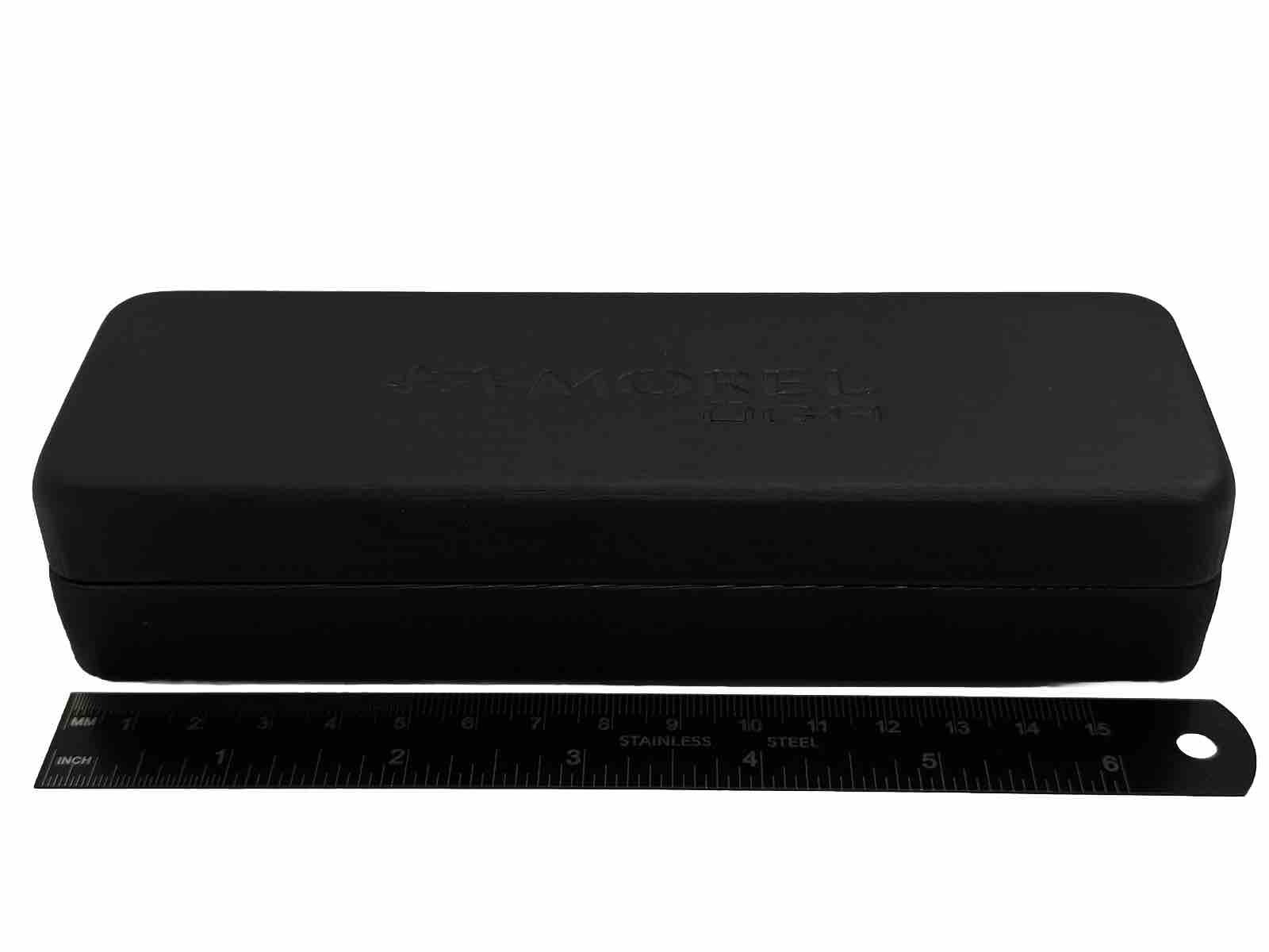 NEW Morel ÖGA Black & Black Hard Clamshell Eyeglasses Case & Microfiber Cloth
