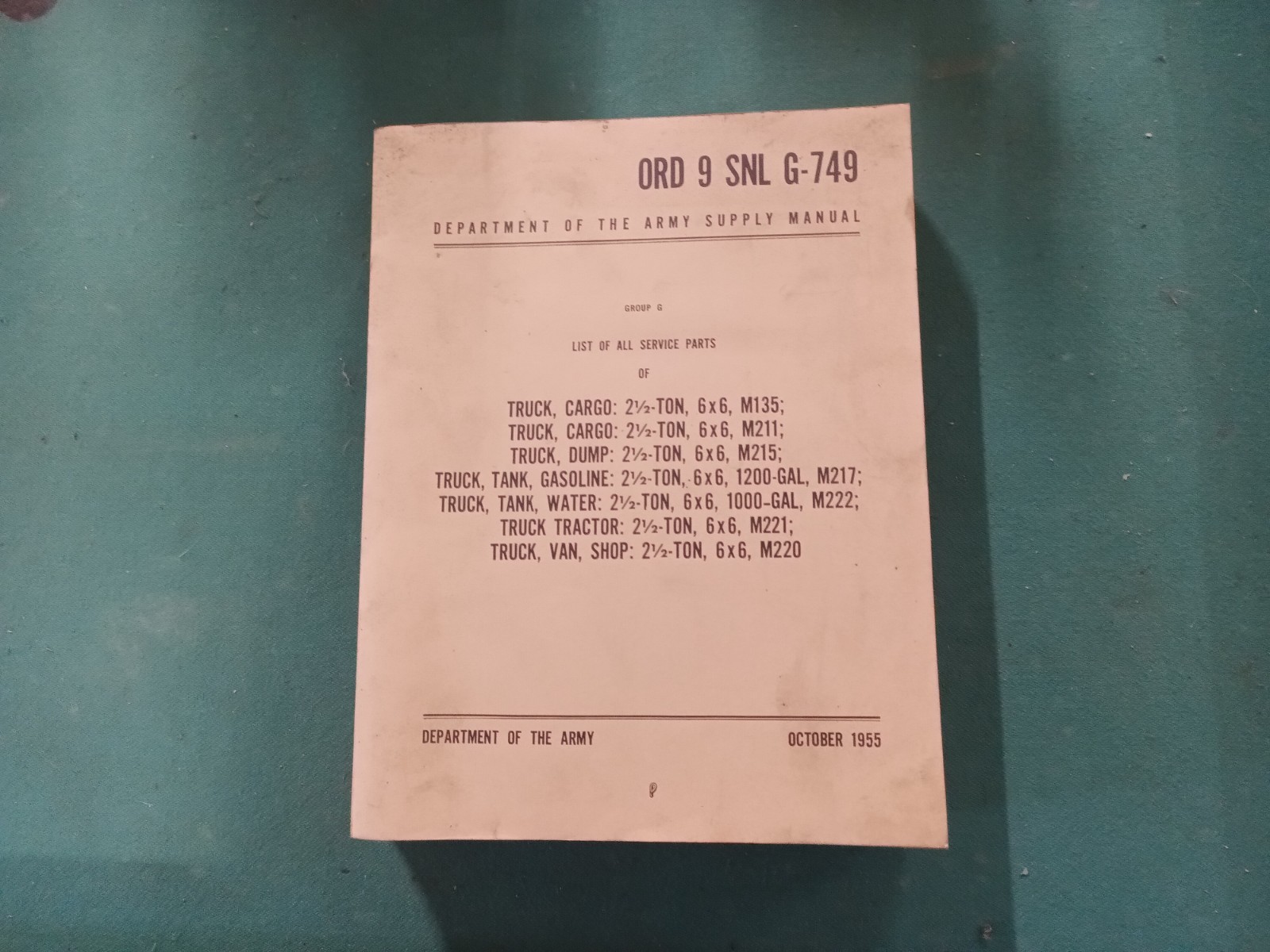 Department Of The Army Supply Manual October 1955 Cargo Dump Truck Van Gasoline