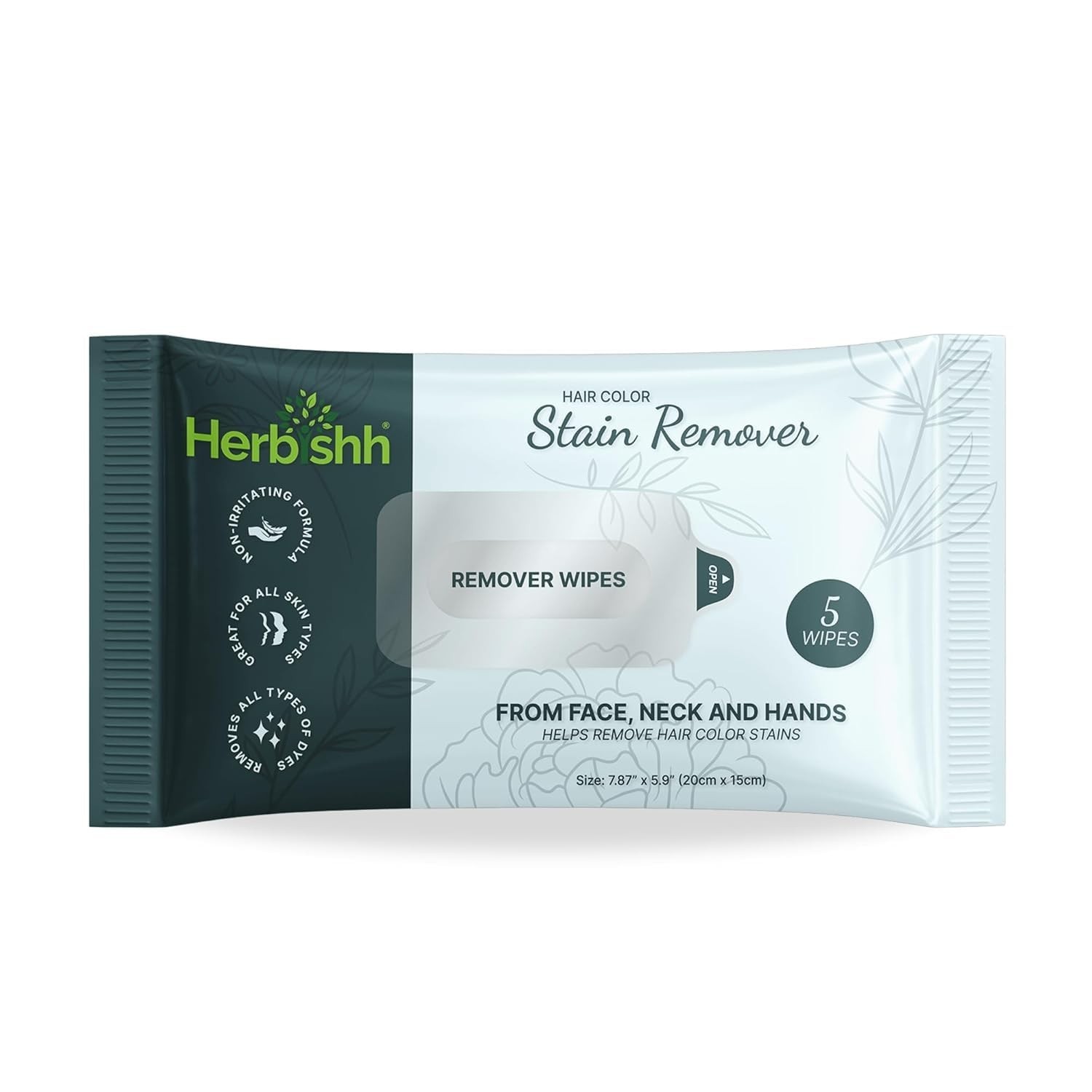 Herbishh Hair Color Stain Remover Wipes Gentle Dye Cleanup Travel Pack 5 Ct