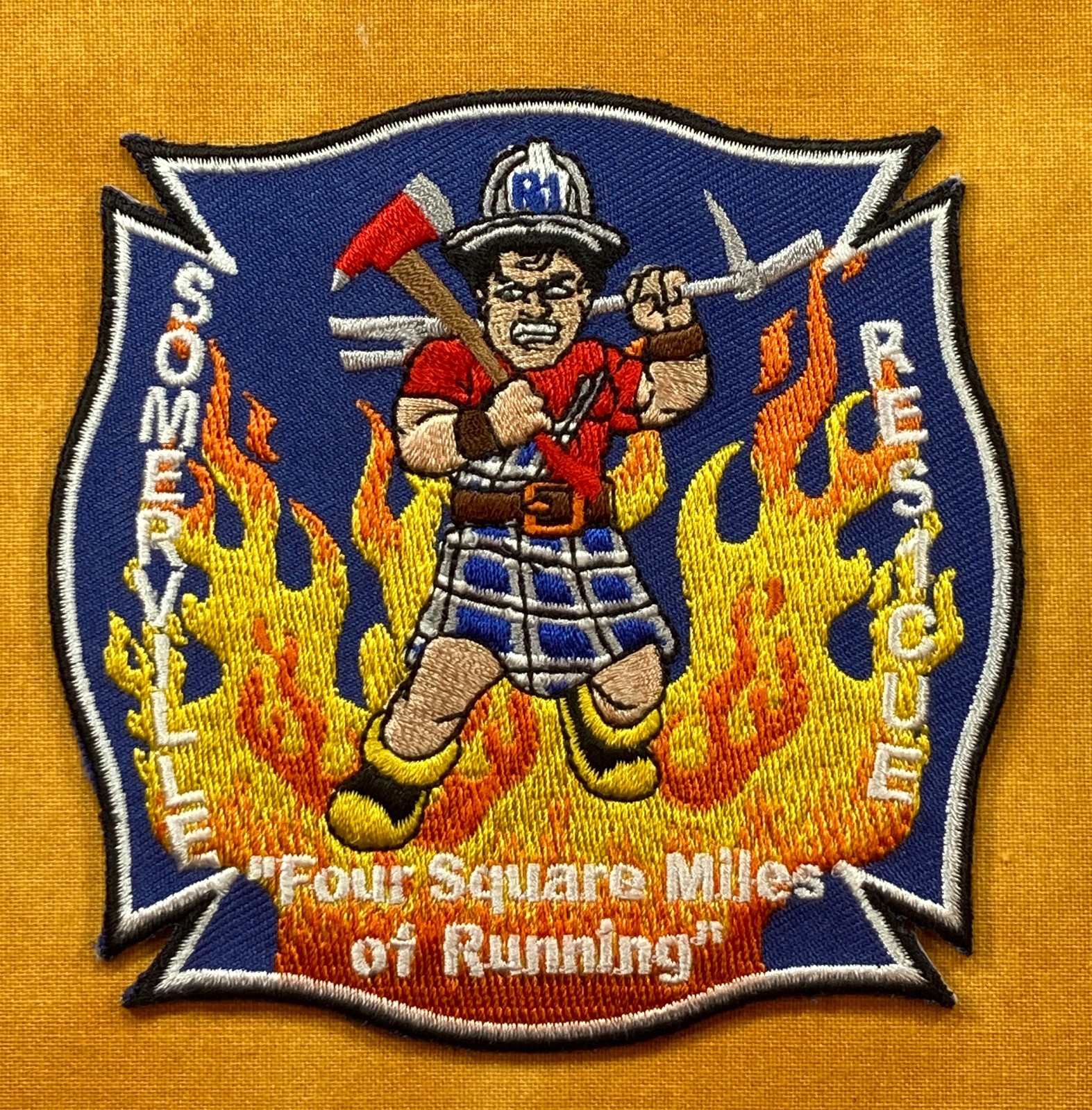 Somerville Massachusetts Rescue 1 Patch - Four Square Miles of Running