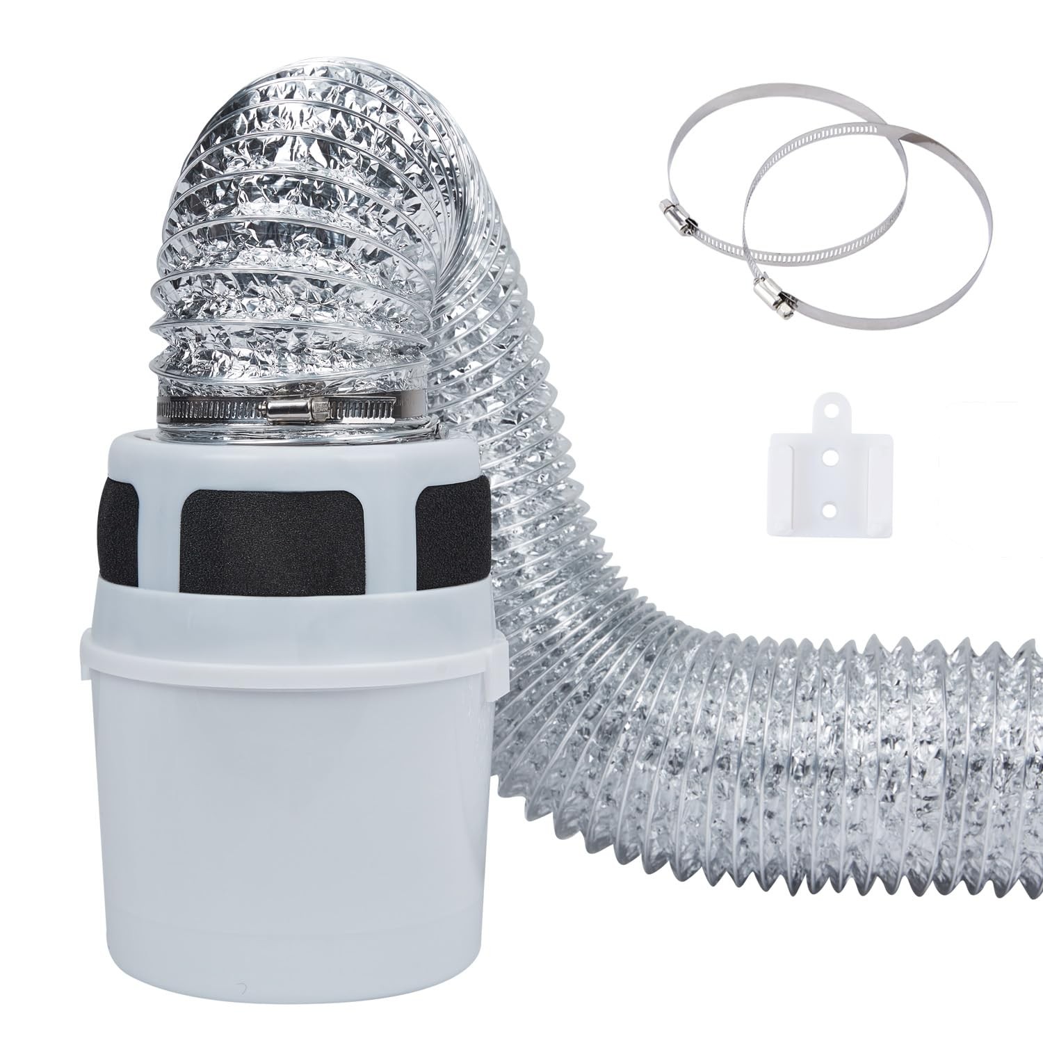 VIWINVELA 3 IN 1 Indoor Dryer Vent Kit Filter 4 inch, with 8 Feet Silver Duct