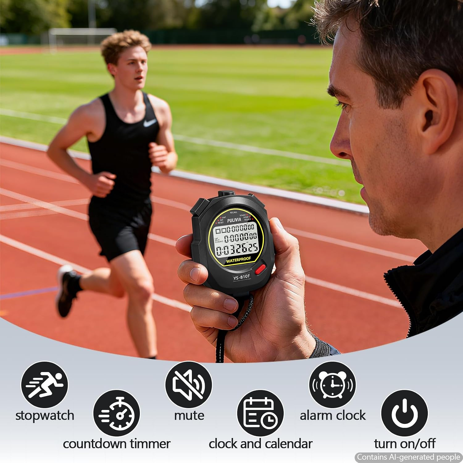 Digital Stopwatch Timer with Clock, Calendar, and Alarm - Large Display