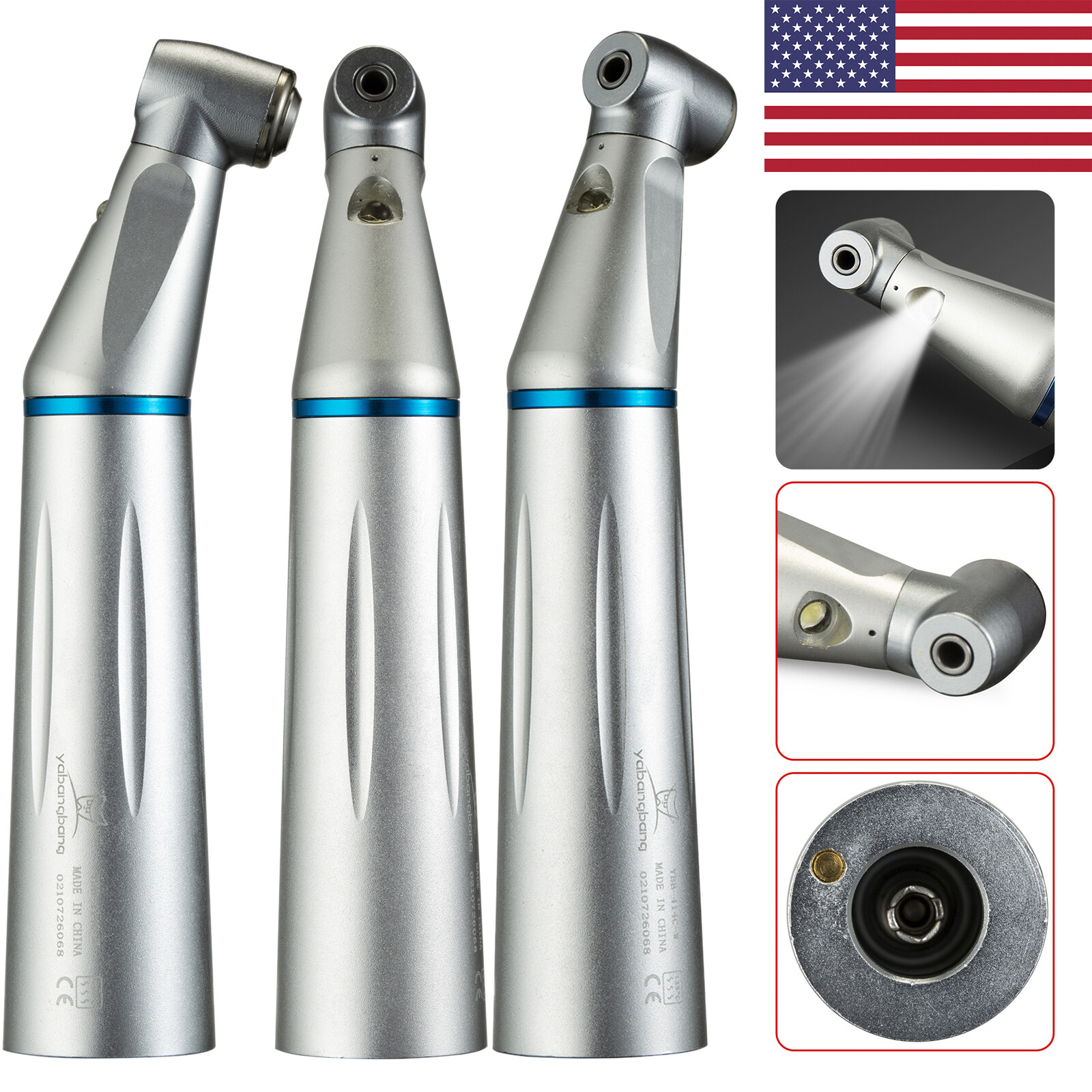 Dental Low Speed LED E-generator Push Contra Angle Handpiece Internal Water YB