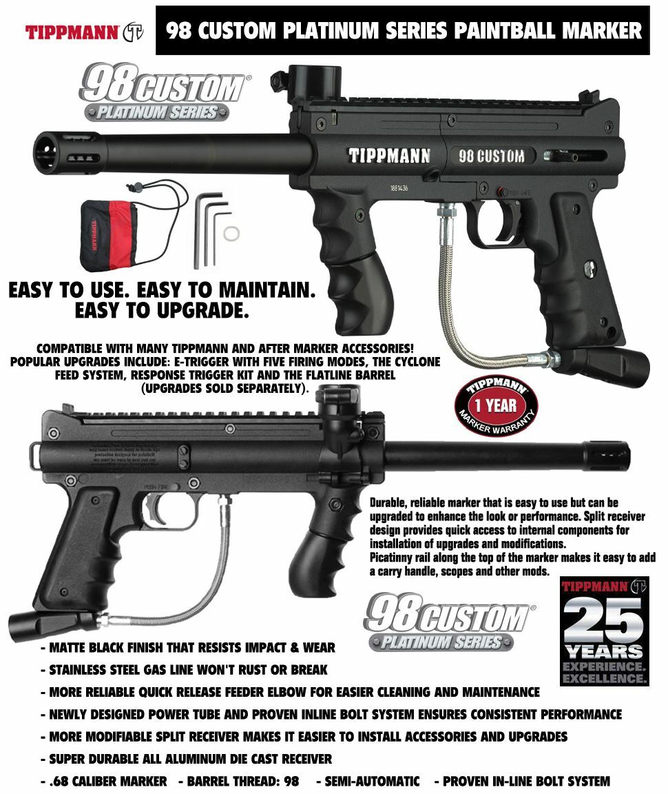 Maddog Tippmann 98 Custom BASIC Protective HPA Paintball Gun Starter Package