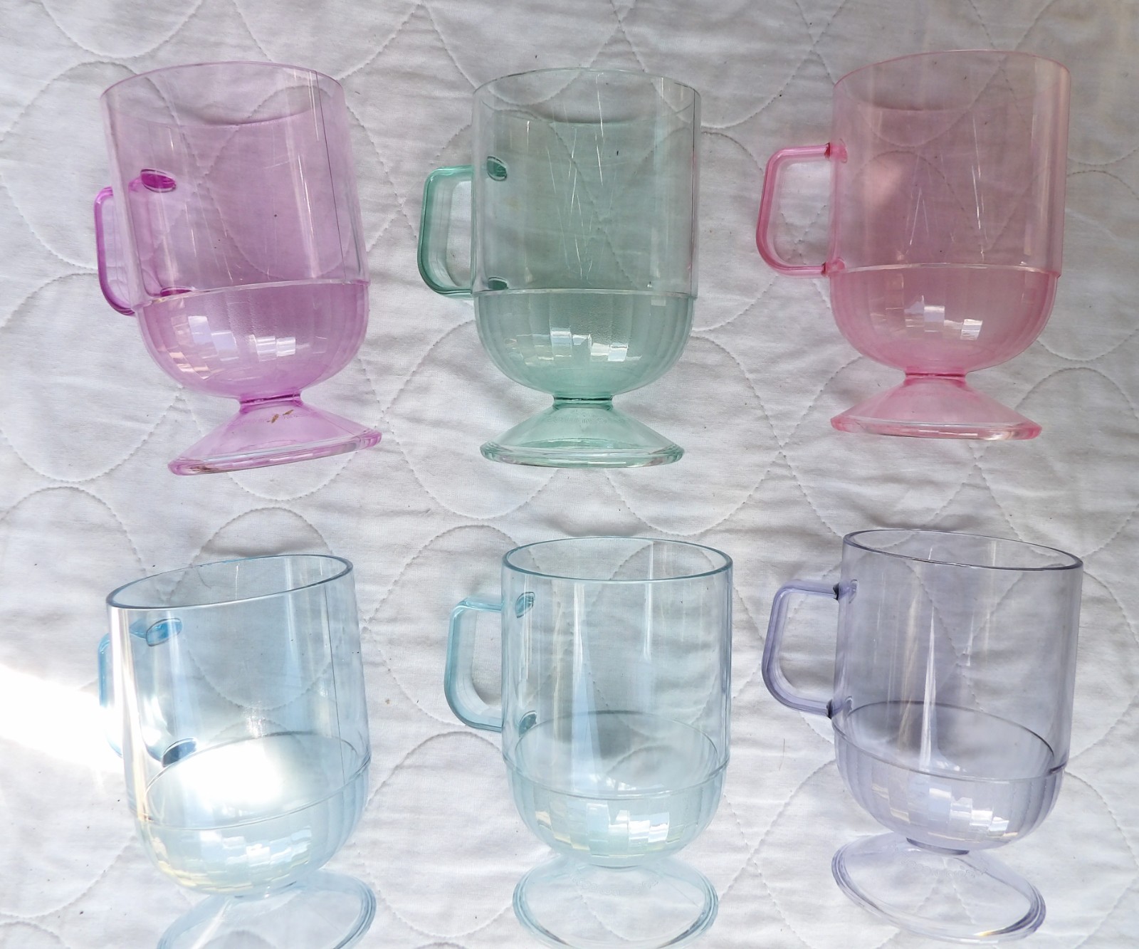 Vintage Tupperware 6 Rainbow Pedestal Punch Cups & 8  Snackitizer Plates New