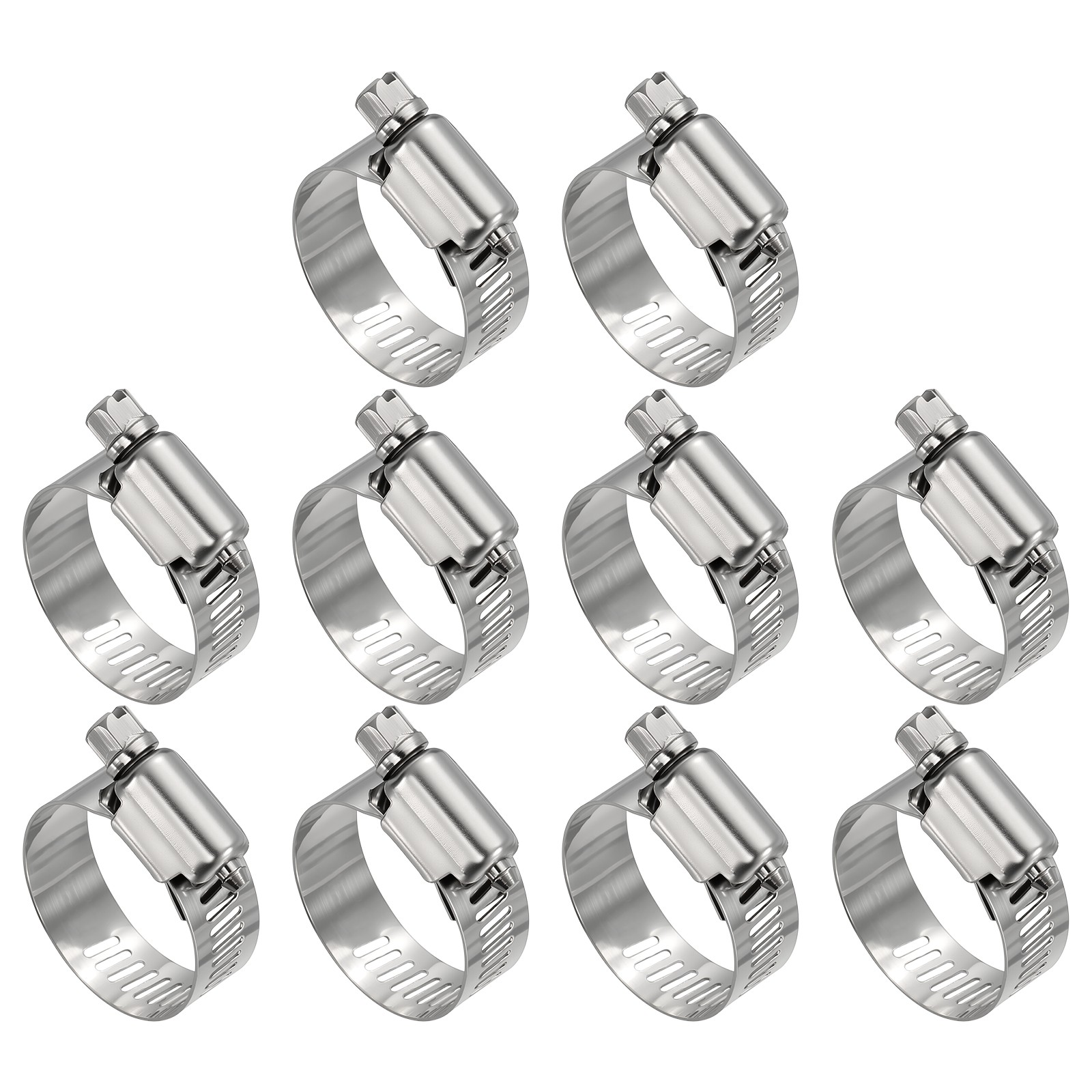 10 Pack Stainless Metal Hose Clamps, Large Adjustable from 1.3" - 2.2"