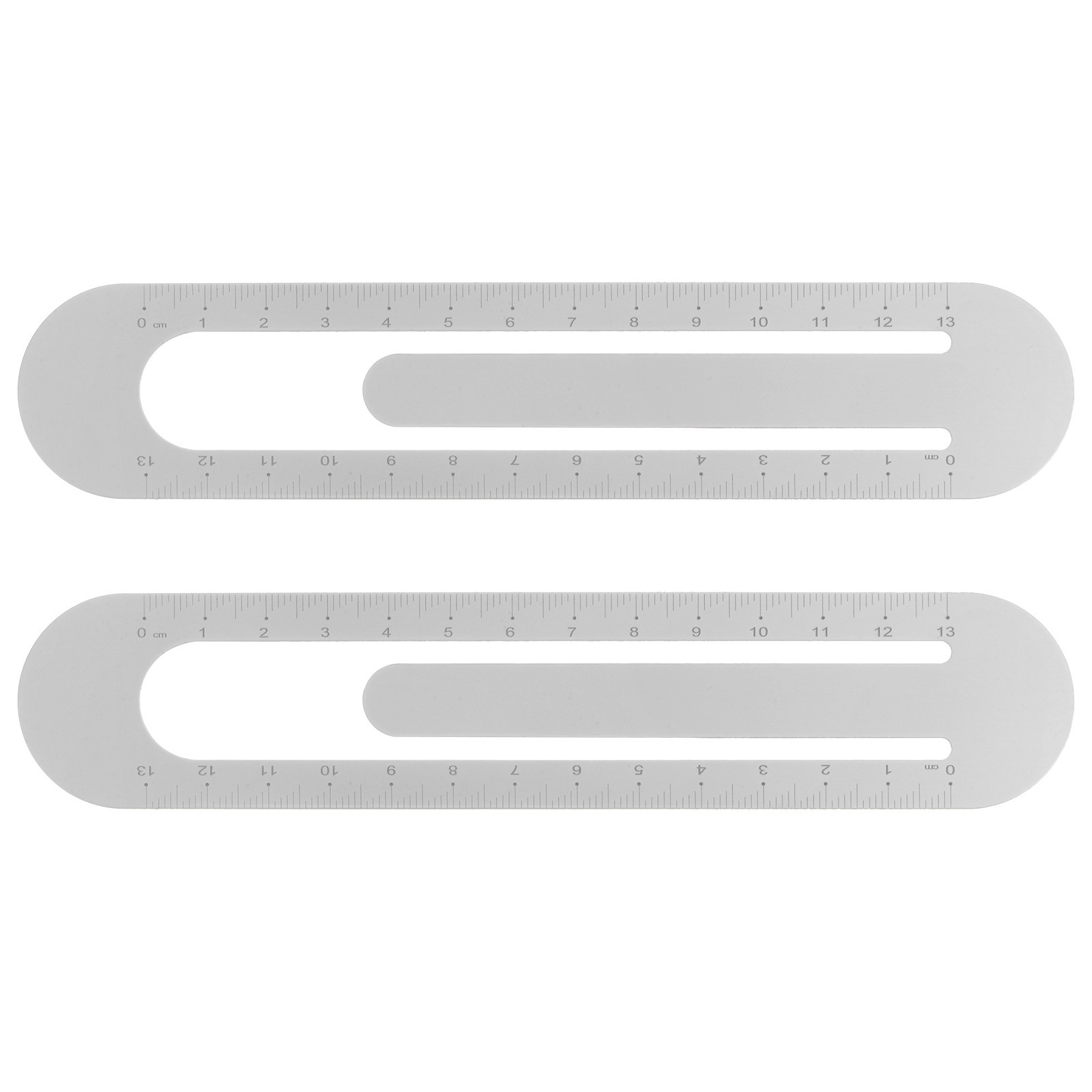2pcs Straight Ruler 13cm Metric Bookmark Clip Ruler Grey