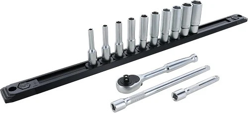 13 Piece Professional Series Socket And Ratchet Set, 3, 6"  Extension Bars - Sae
