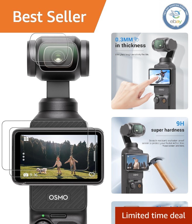 DJI Osmo Pocket 3/4 Tempered Glass Screen Protector Set - Ultimate 9H Protection