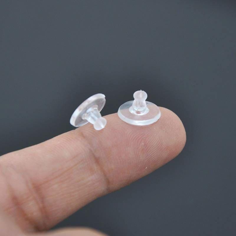 150PCS Clear Silicone Earnuts Earrings Back, Earrings Pad 10mm FYD01