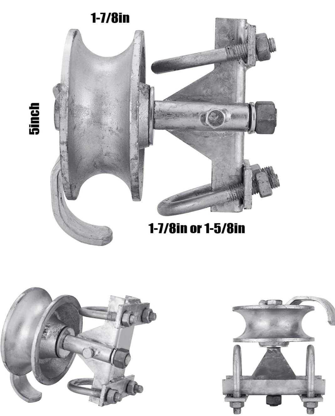 Sliding Gate Rollers Galvanized Steel Rolling Gate Hardware Kit for 2" (1-7/8")