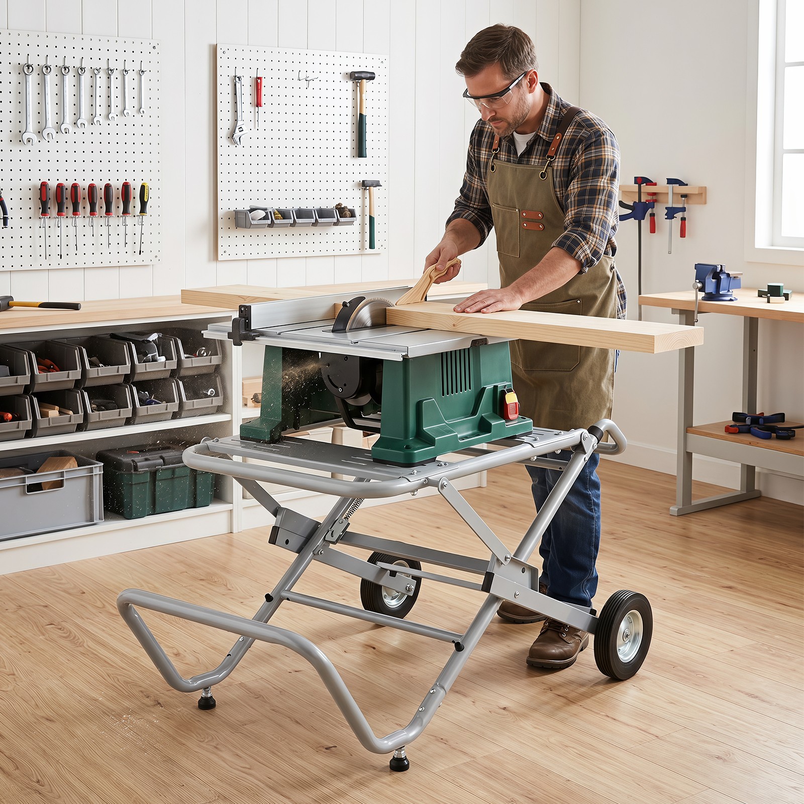 Portable Table Saw Stand w/ 8-Inch Rubber Wheels, Adjustable Mounting Options
