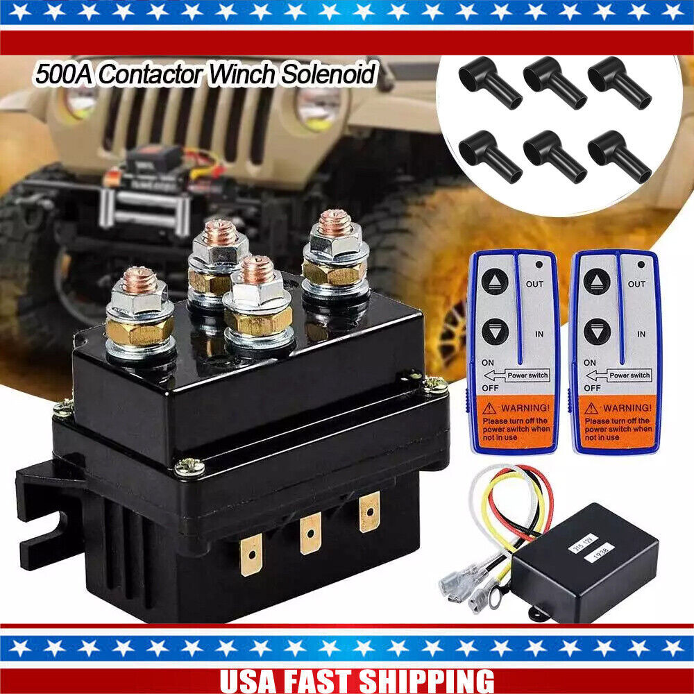 12V 500A Winch Control Solenoid Relay Contactor Dual Wireless Winch Remote Kit