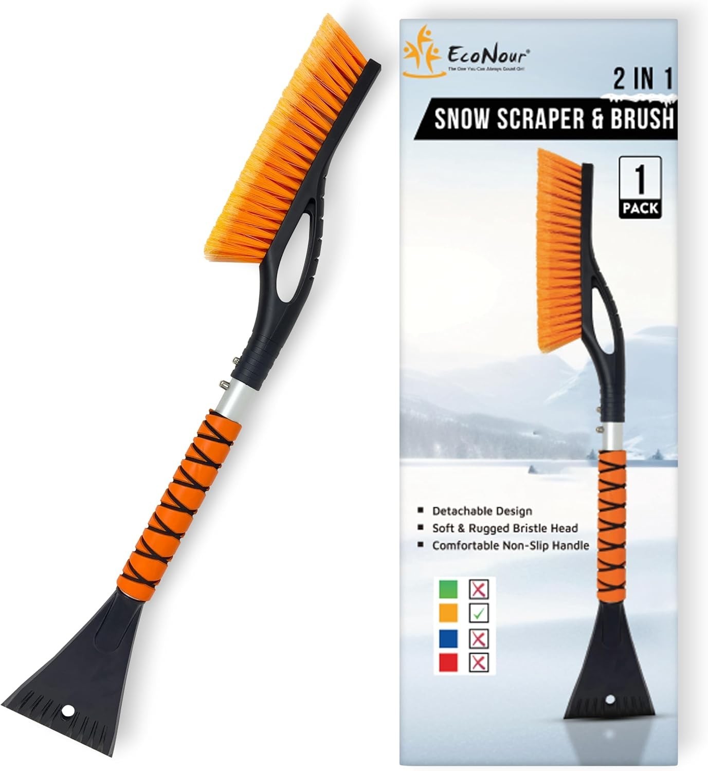 Versatile 27" Winter Snow Scraper & Windshield Cleaner with Comfort Grip