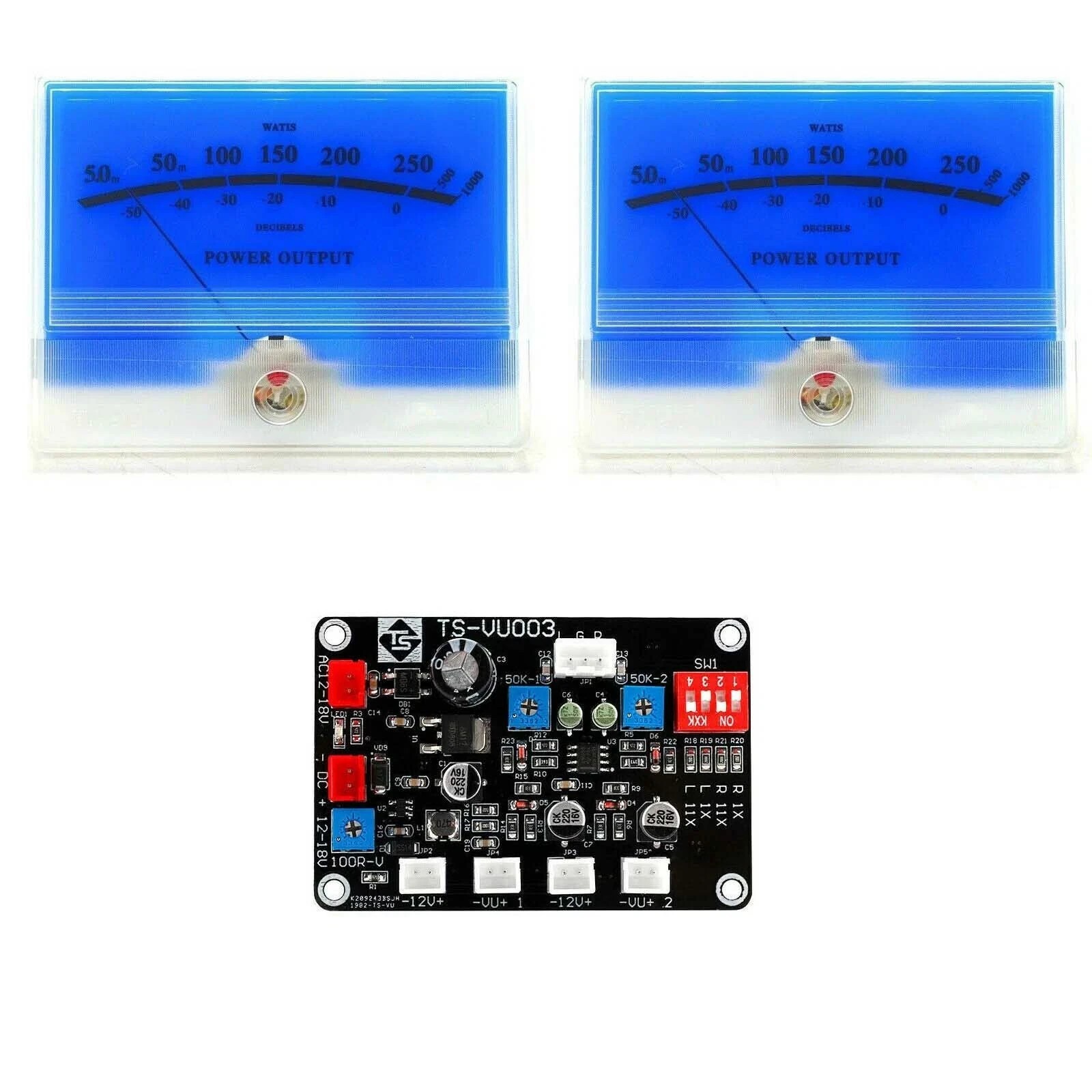 2x McIntosh Classic Blue VU Panel DB Meter Auido Power Amplifier w/ Driver Board