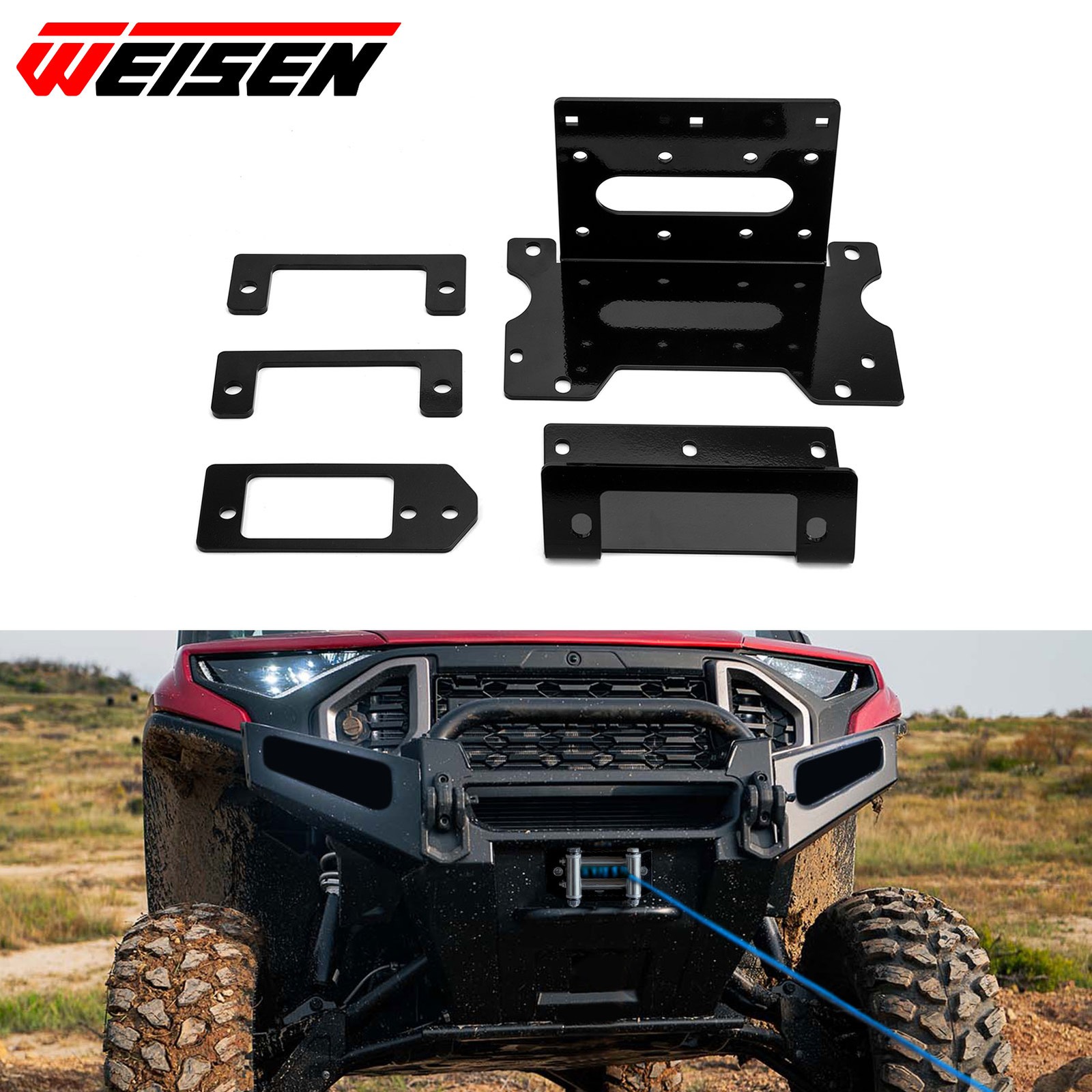 3/16" Heavy Duty Steel Winch Mounting Bracket Fits Polaris Ranger XD 1500 24-26