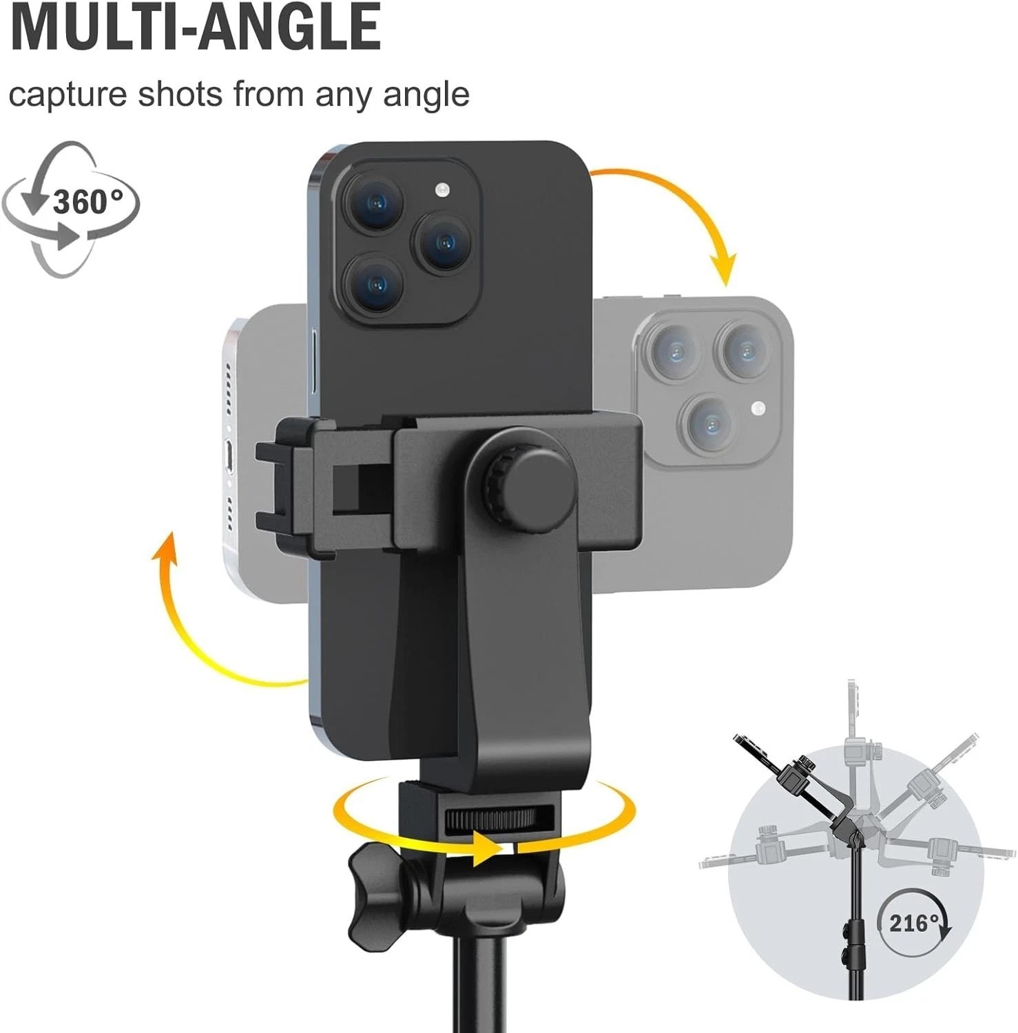 64” Adjustable Tripod with Remote for Cell Phone & Camera - Sturdy & Stable