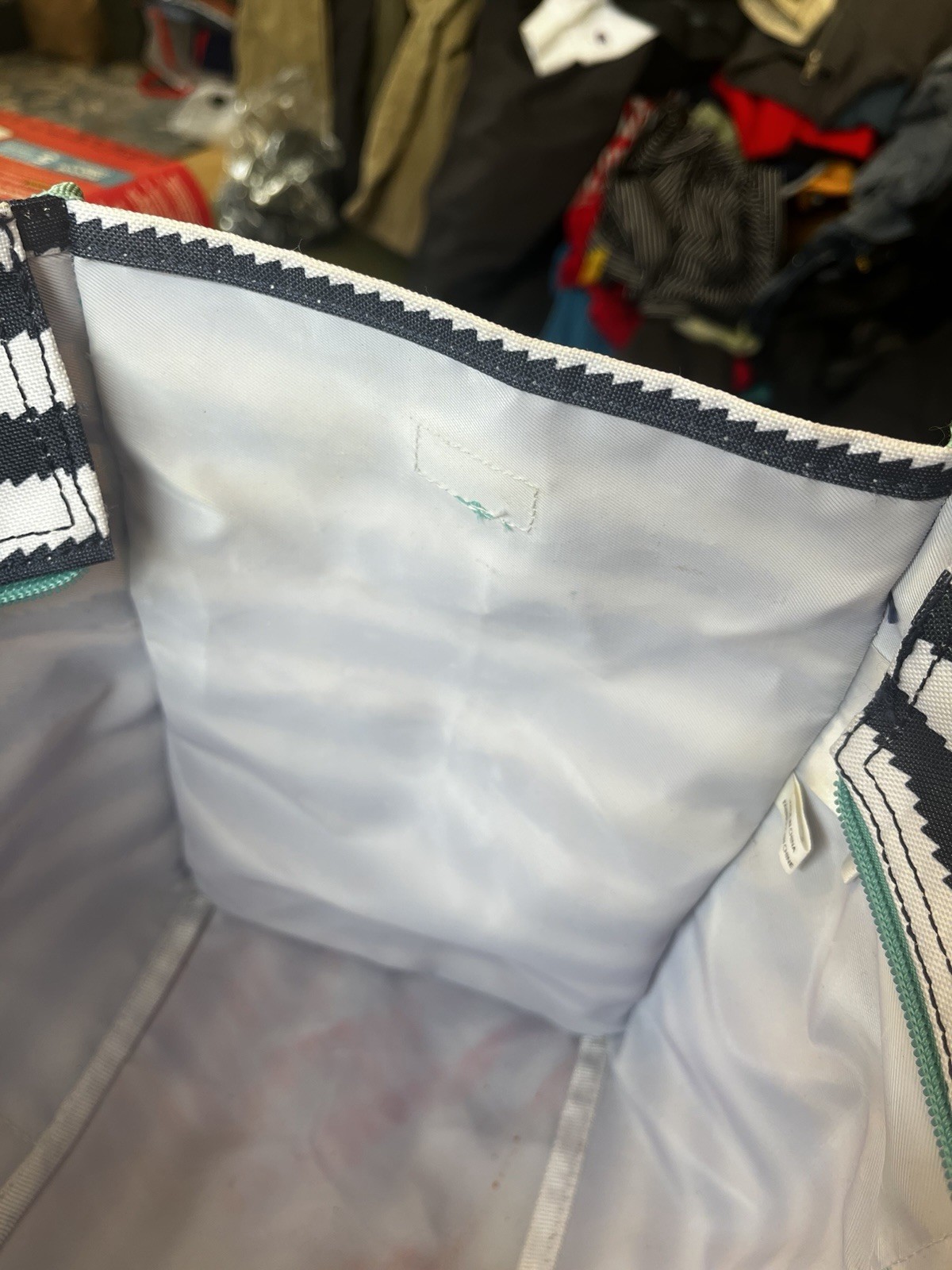 Thirty One Utility Tote Bag Organizer Craft Teacher Carryall Black White Teal