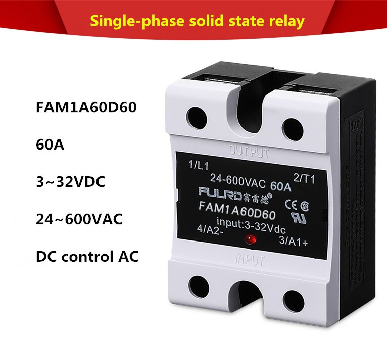 FULRD Single phase solid state relay FAM1A60D60 60A DC-AC 3~32VDC/24~600VAC SSR