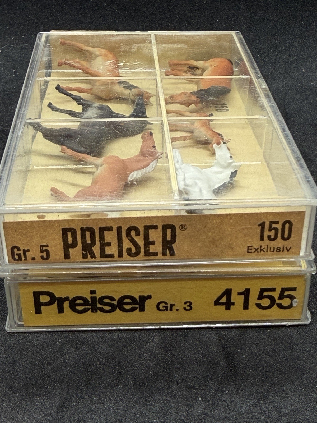 Vintage Preiser Animals Cows & Horses 1:90 Scale In Box