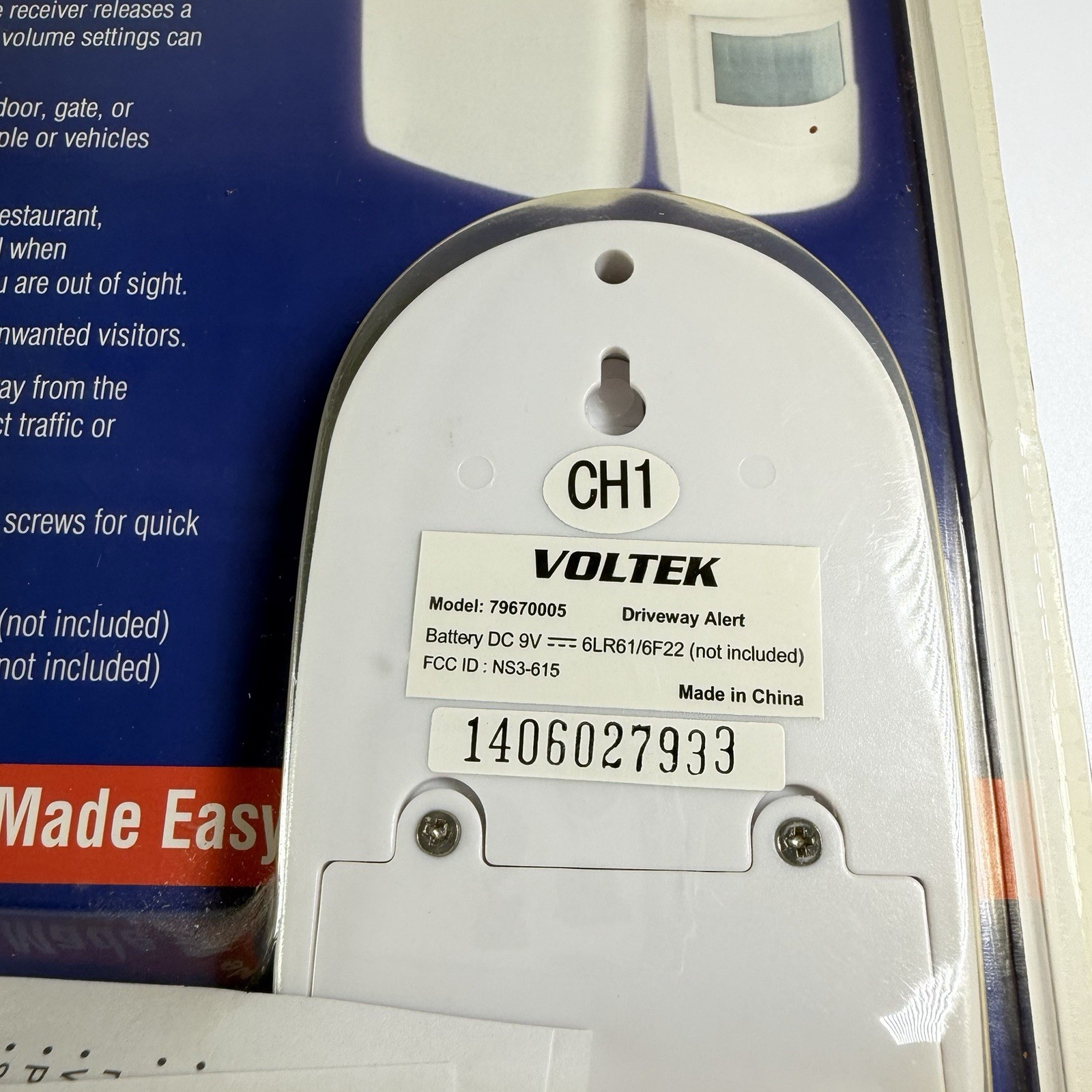 Voltek Wireless Driveway Alert Kit Motion Activated Sensor 200ft Range