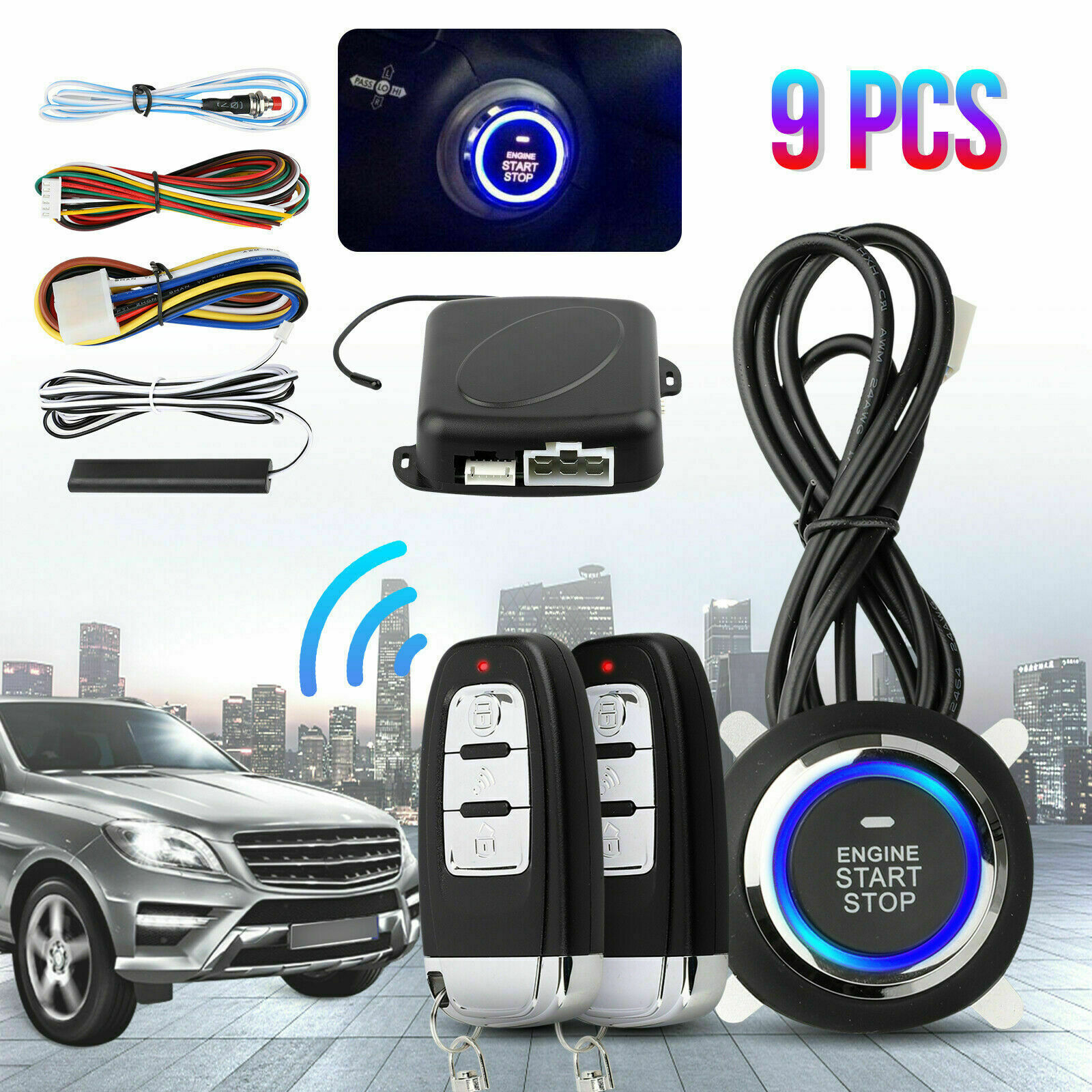 Keyless Entry Engine Start Alarm System Push Button Remote Starter Stop Car SUV