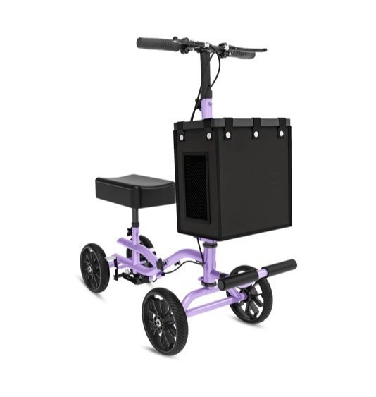 FVZZIN Knee Scooter 4-Wheel Purple Black Mobility Aid with Storage Compartment