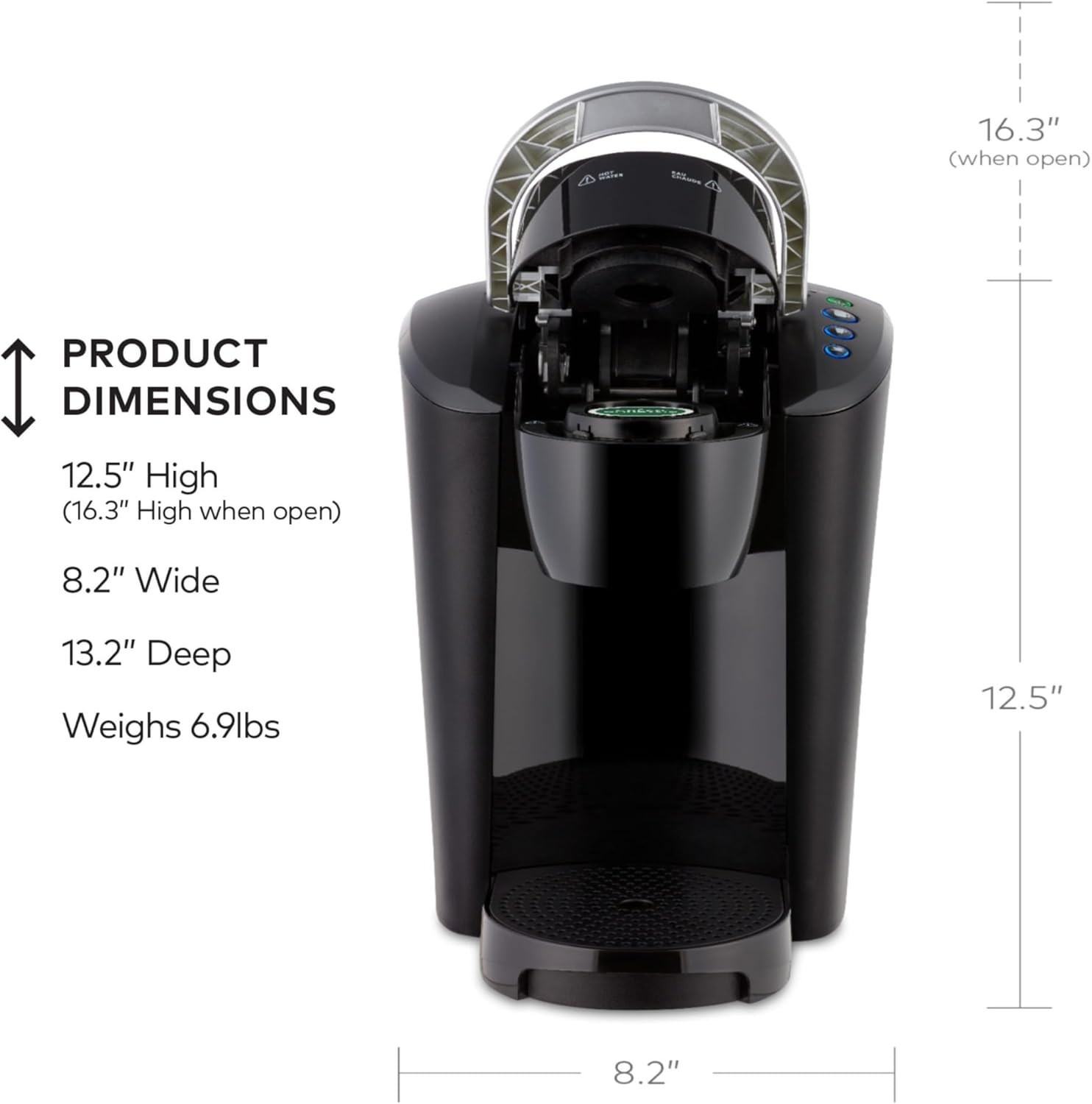 K-Compact Single-Serve Coffee Maker - 3 Brew Sizes & Space-Saving Design