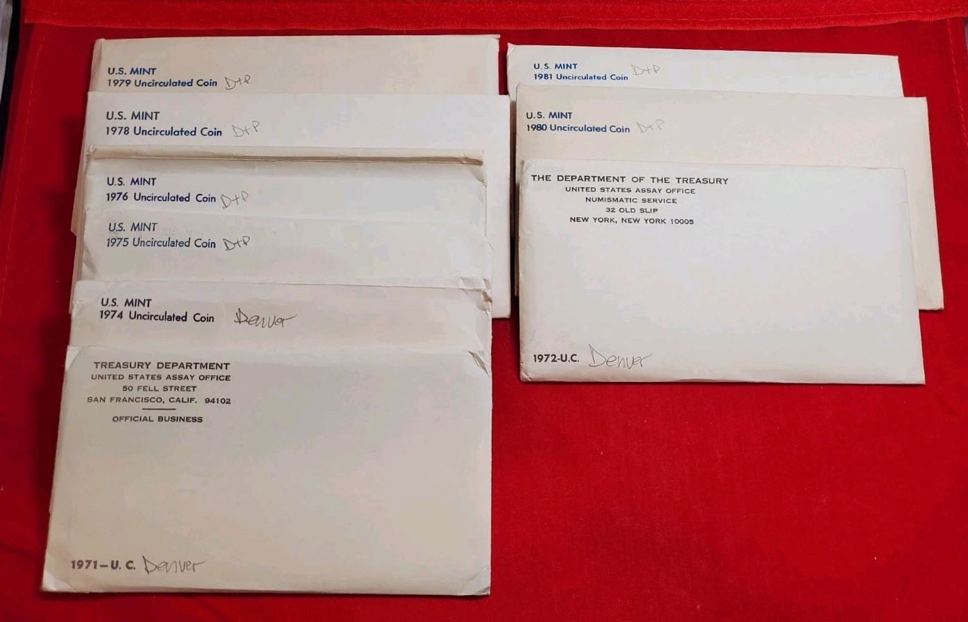 ☆Lot of 9 U.S. Mint Uncirculated Coin Sets 1971-1981 OGP☆