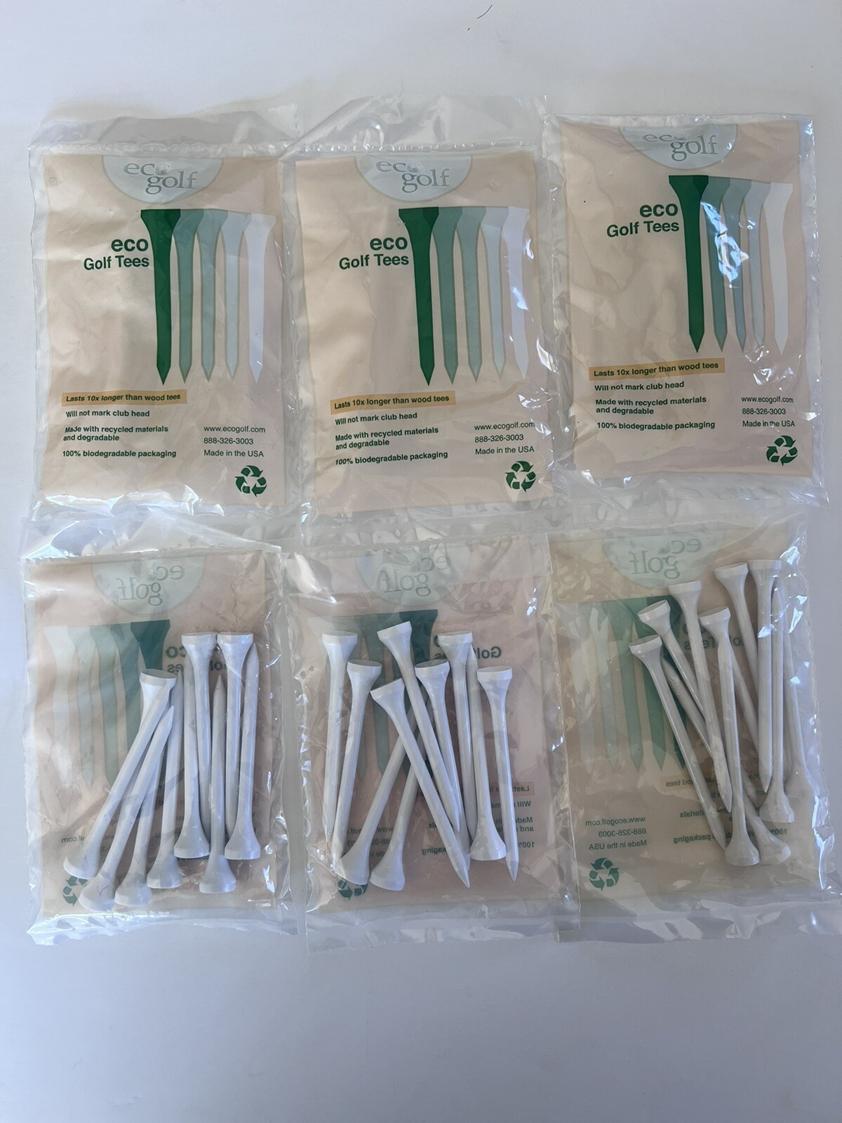 Eco Golf Tees 3” 60ct (6 Bags Of 10). Brand New In Bag. Never Used.