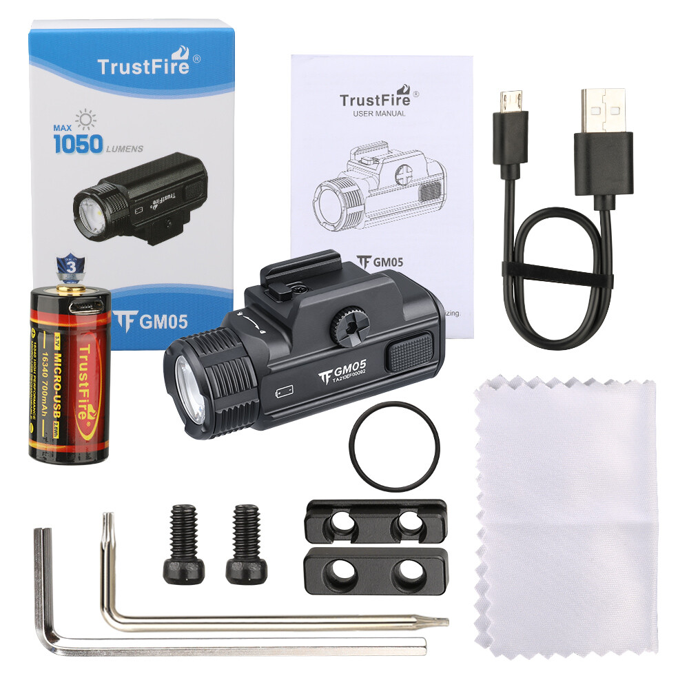 TrustFire 1050LM Rechargeable Tactical Weapon LED Flashlight LED Pistol Light