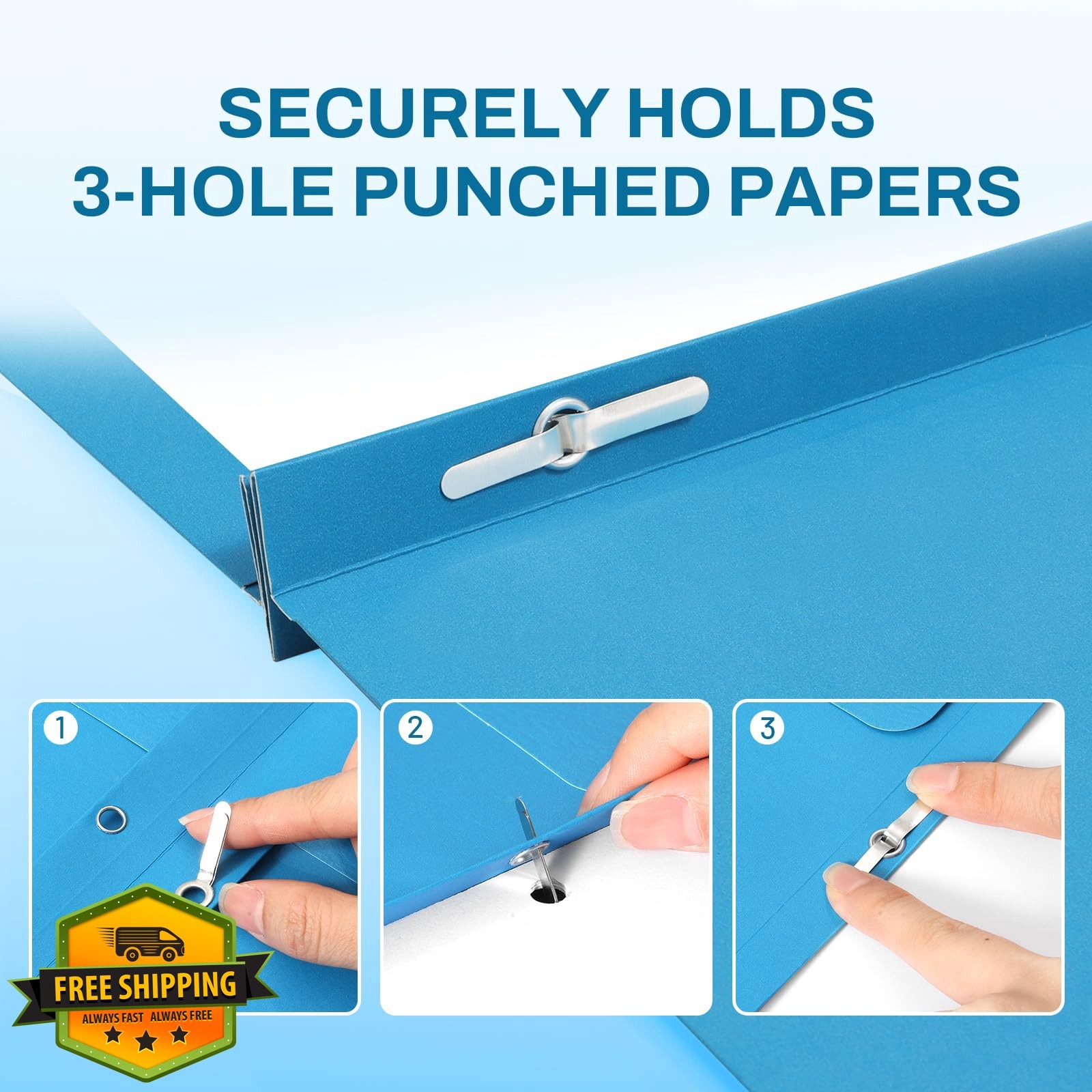 SUNEE Assorted Folders with Prongs 5 Pack