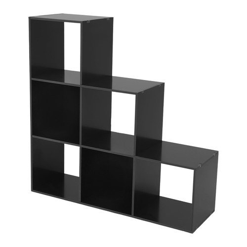 L-Shaped 6-Cube Bookcase Shelf Black 90 × 28 × 90 cm Open Back
