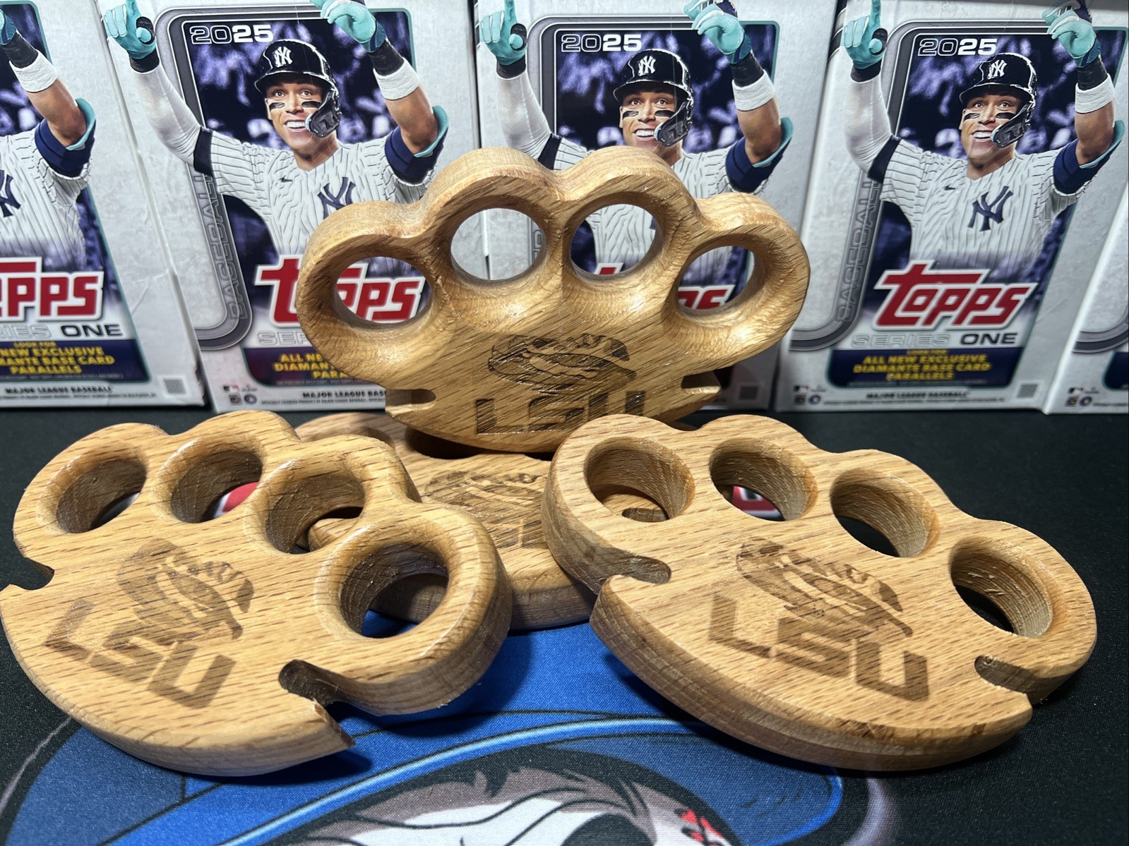 Red Oak Wooden  Knuckles Bottle Top Openers With Any Logo Burned For Free!