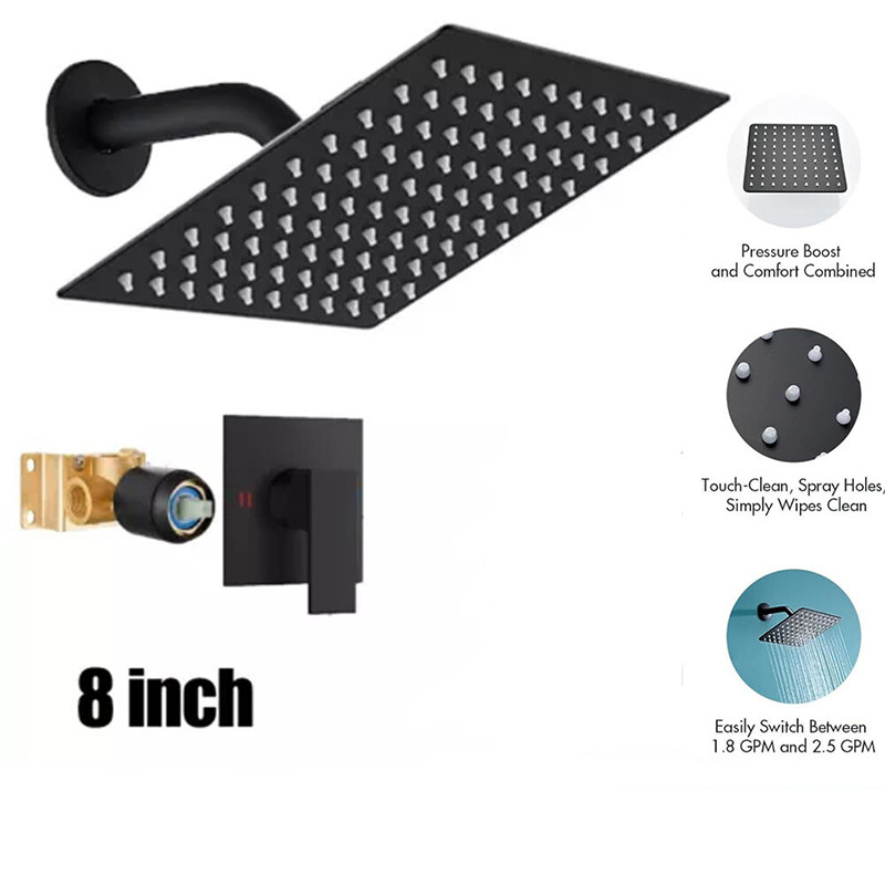 Wall Mounted Shower Faucet Set Rainfall Shower Head Combo with Mixer Valve kit