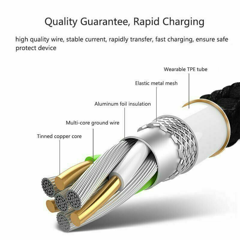 Heavy Duty Micro USB Fast Charger Charging Cable Cord For Samsung Android HTC LG