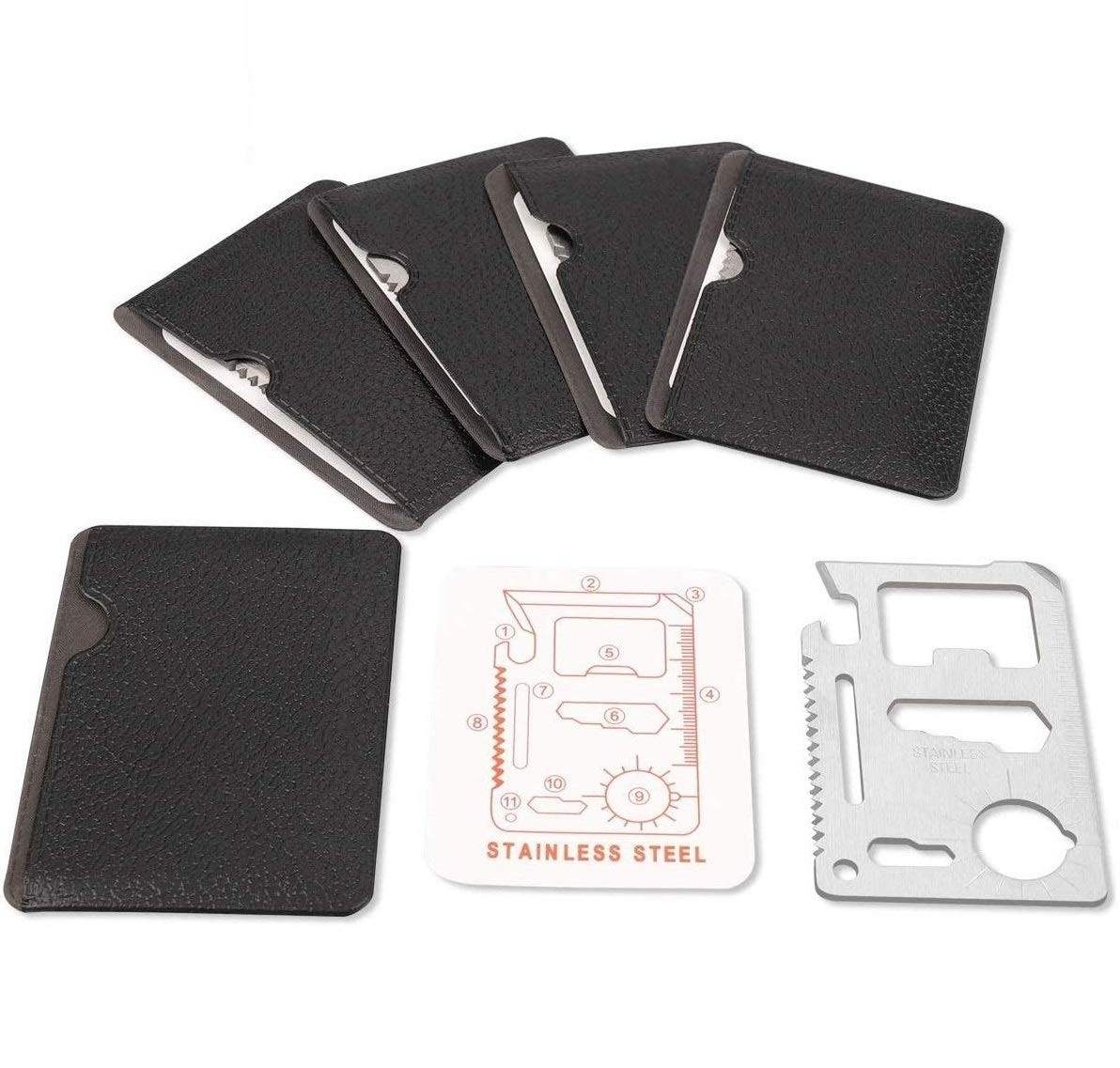 11 in 1 Tools For Men Beer Opener Survival Tool Credit Card Silver, Black