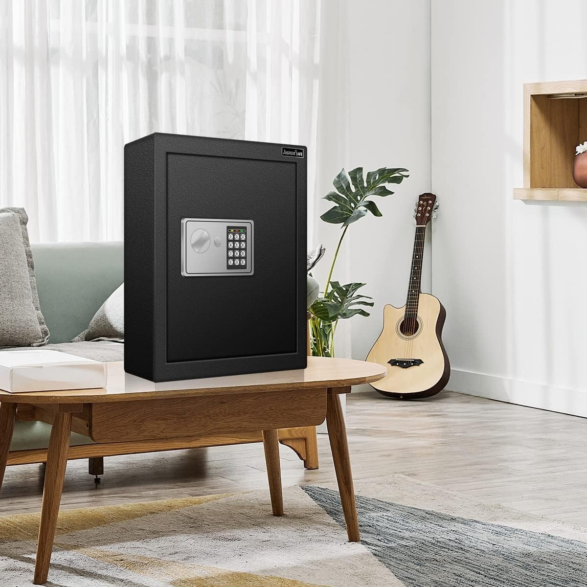 Compact 80 Key Electronic Safe with Sensor Light - Wall-Mounted Security Storage
