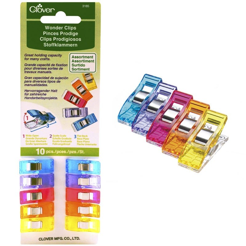 Wonder Clips Assorted 10pc, Fabric Notion Clover, 3185CV