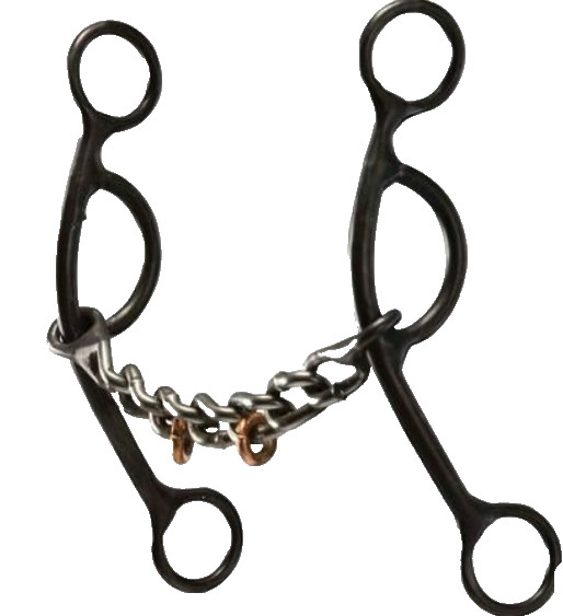 Western Grazing Bit with Curb Chain – Black Steel Shank Horse Riding Tack