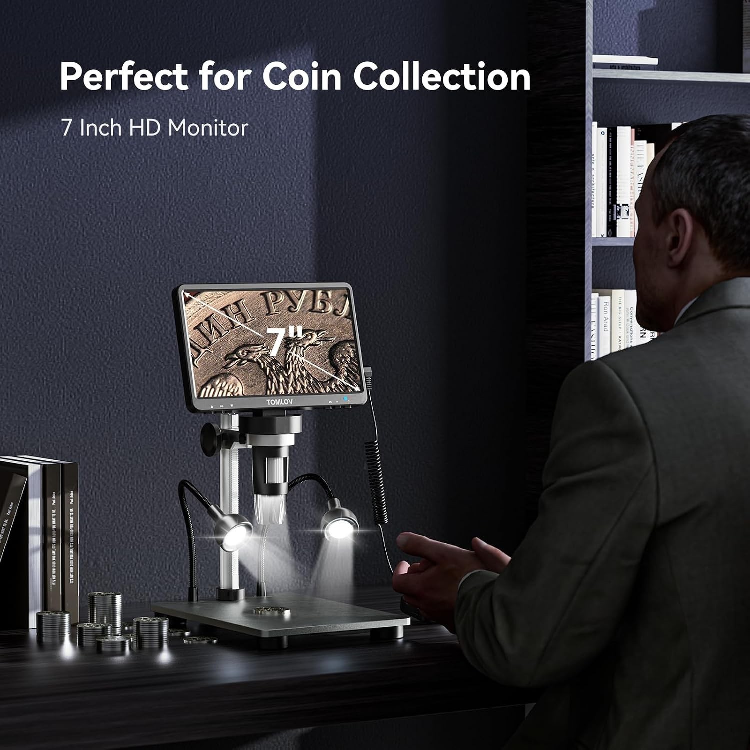 Versatile 7" Digital Microscope for Adults: Coin Analysis, Soldering, PC Ready