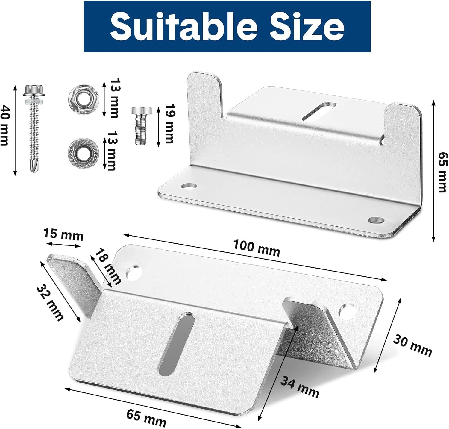 Konohan 10 Set Solar Panel Mounting Brackets Z Bracket Aluminum silver mainly