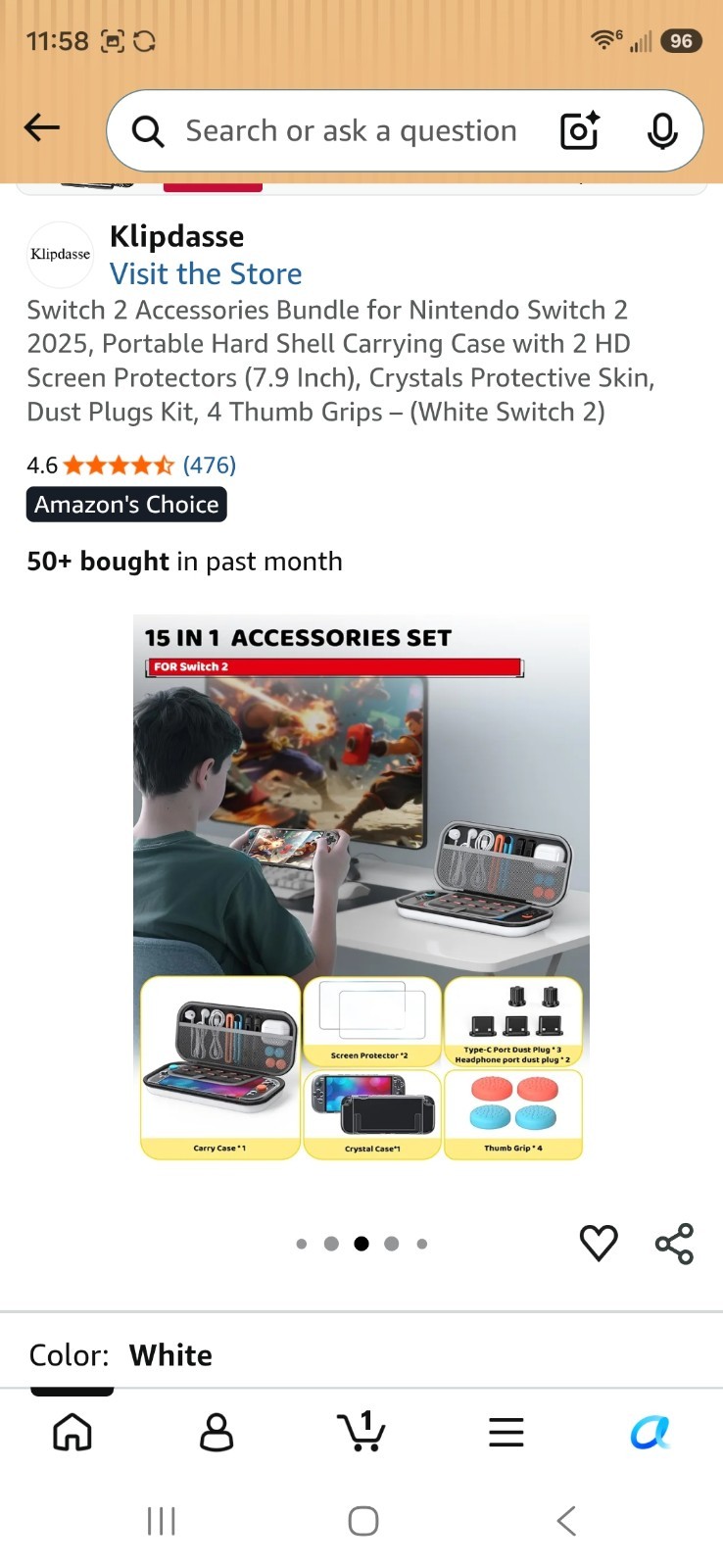 Klipdasse Nintendo Switch 2 Accessories Bundle Case Screen Protector Grips